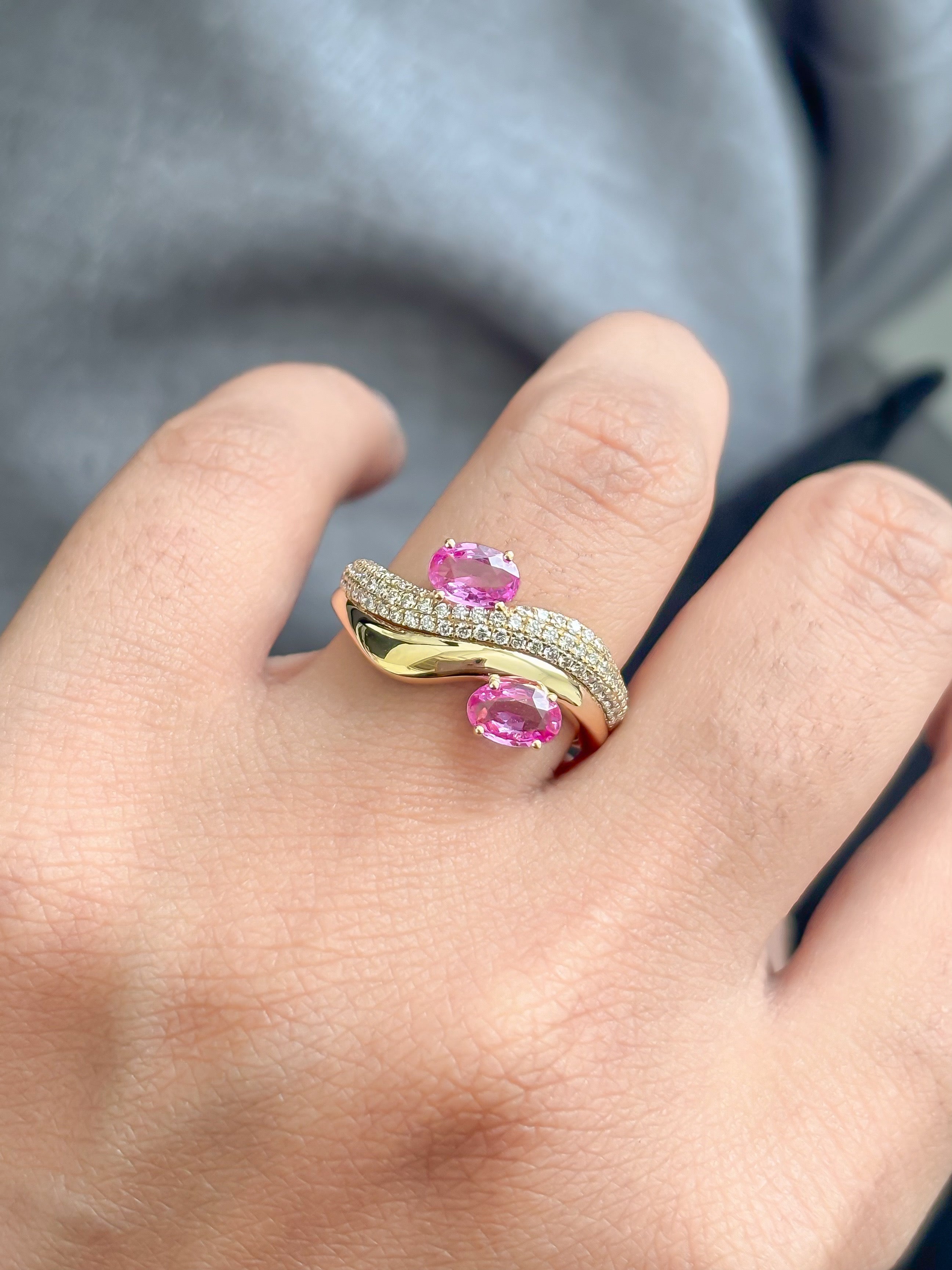 JPRG-4877/11866 Pink Sapphire Diamond Ring | 18K