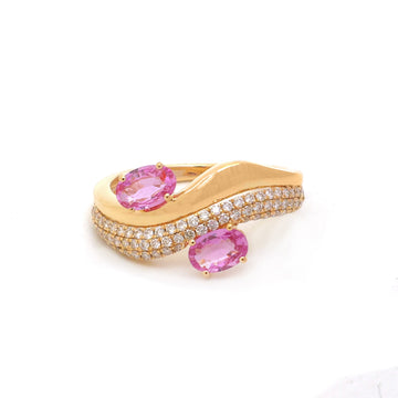 JPRG-4877/11866 Pink Sapphire Diamond Ring | 18K