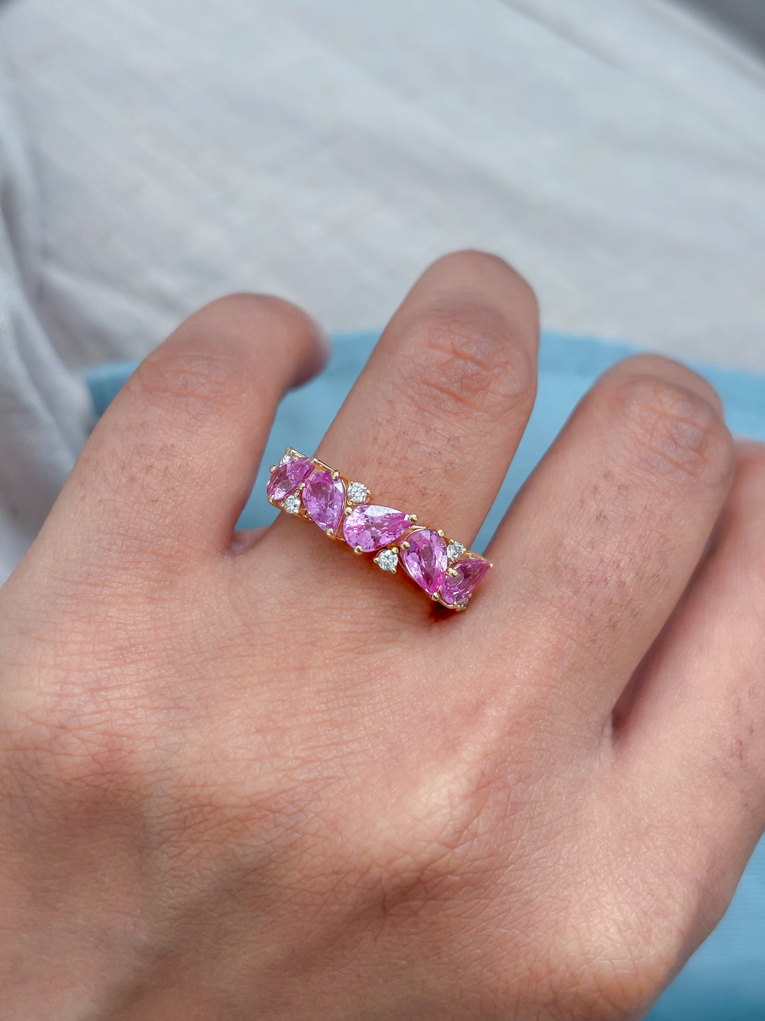 JPRG-4893/11900 Pink Sapphire Diamond Ring | 18K