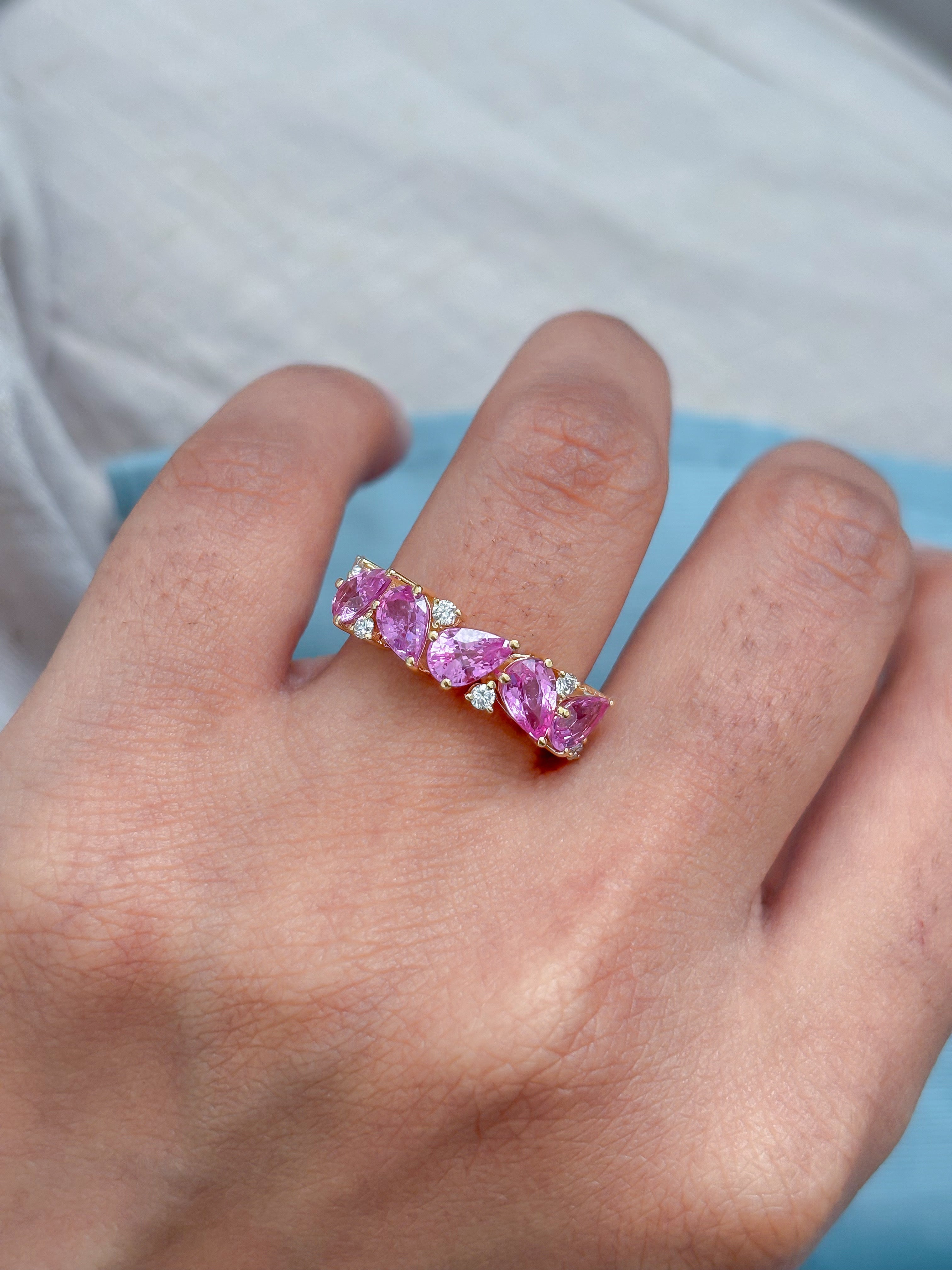 JPRG-4893/11900 Pink Sapphire Diamond Ring | 18K