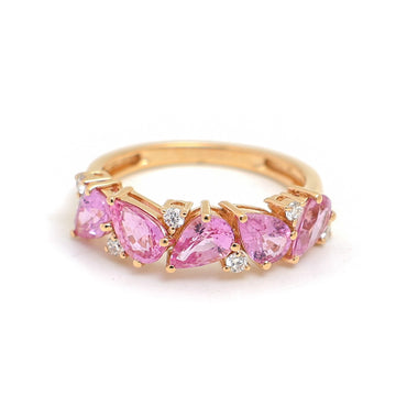 JPRG-4893/11900 Pink Sapphire Diamond Ring | 18K