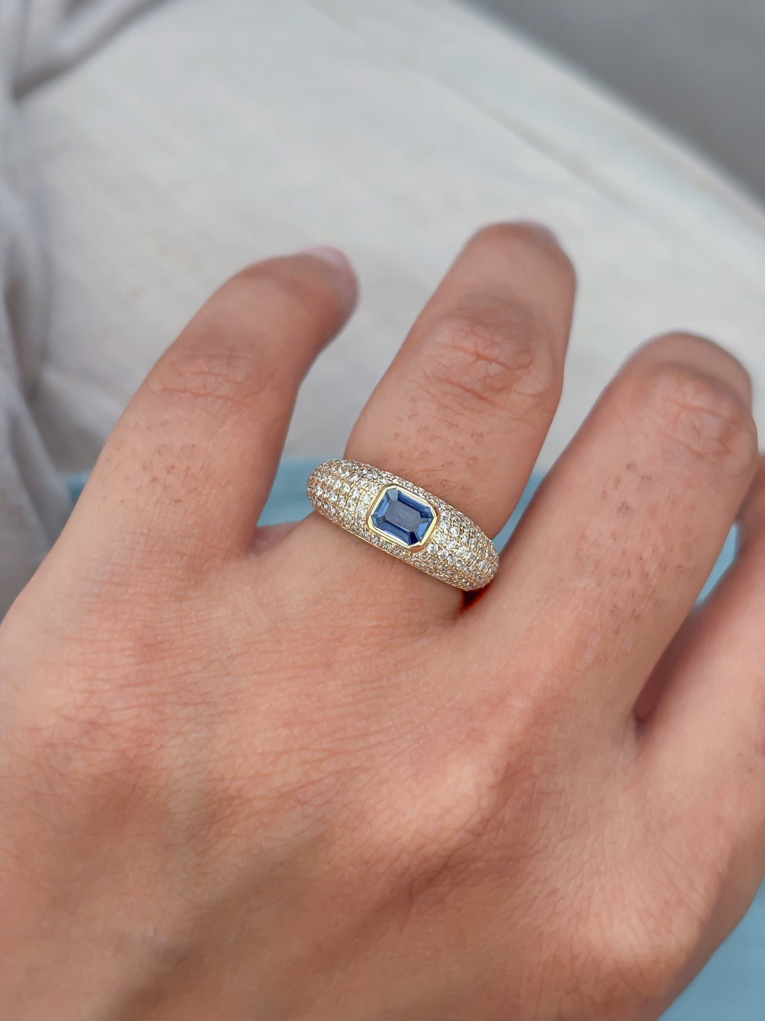 JPRG-4903/11920 Diamond Blue Sapphire Ring | 14K