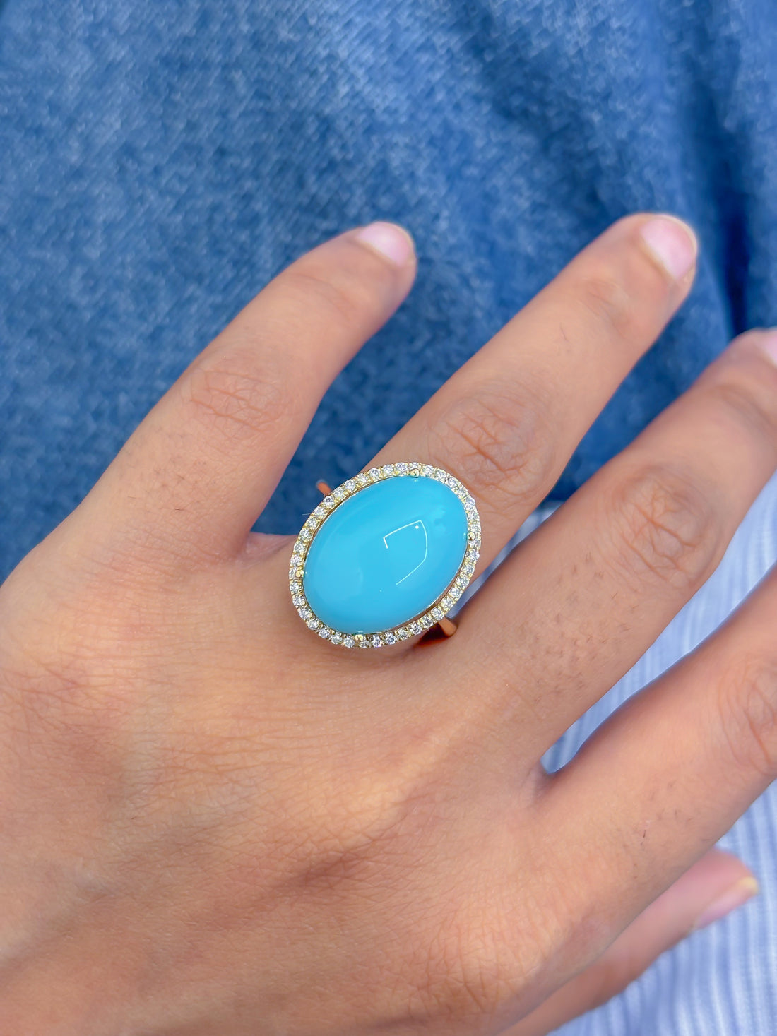 JPRG-4919/11965 Turquoise Diamond Ring | 14K