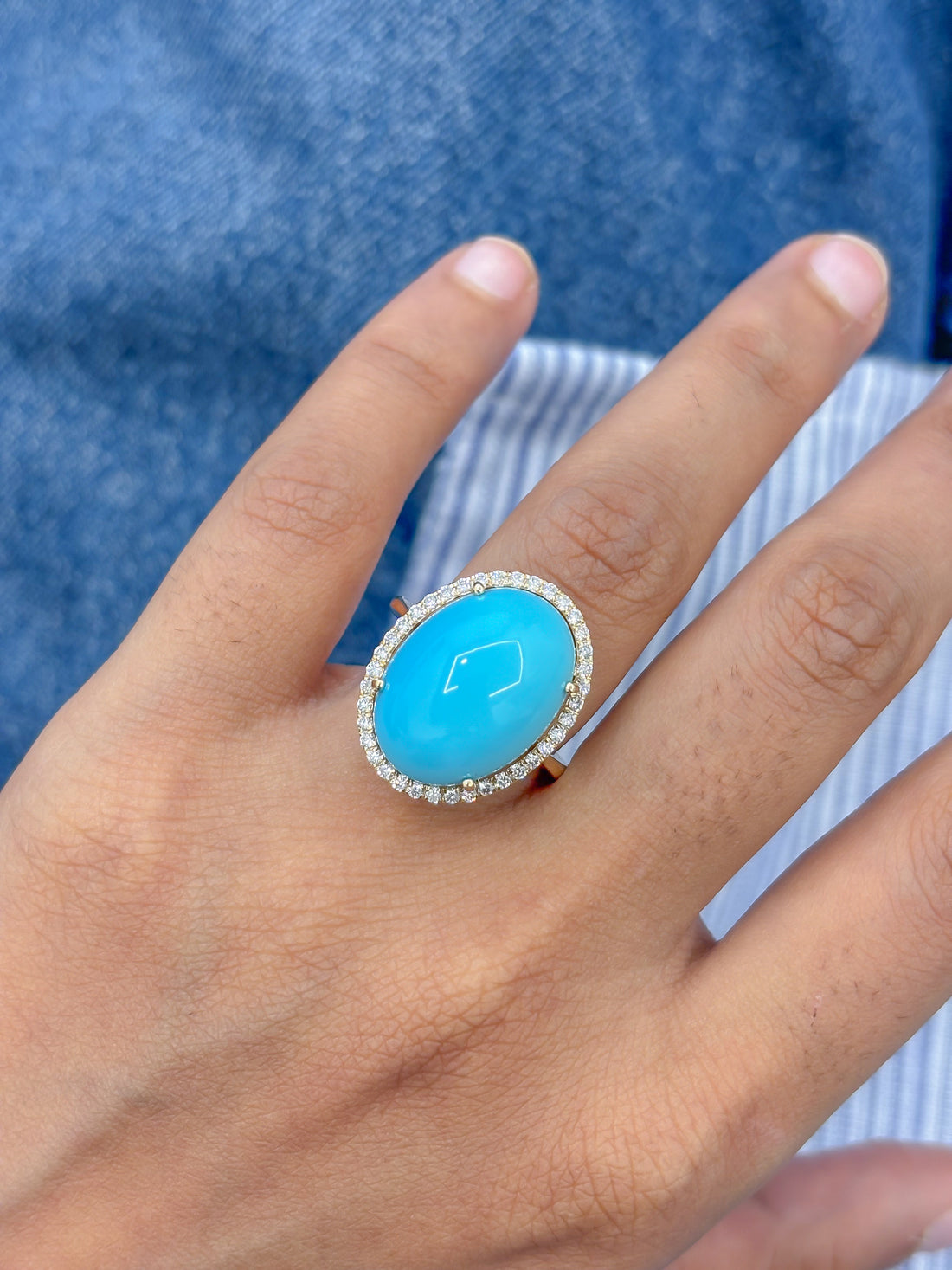 JPRG-4920/11966 Turquoise Diamond Ring | 14K
