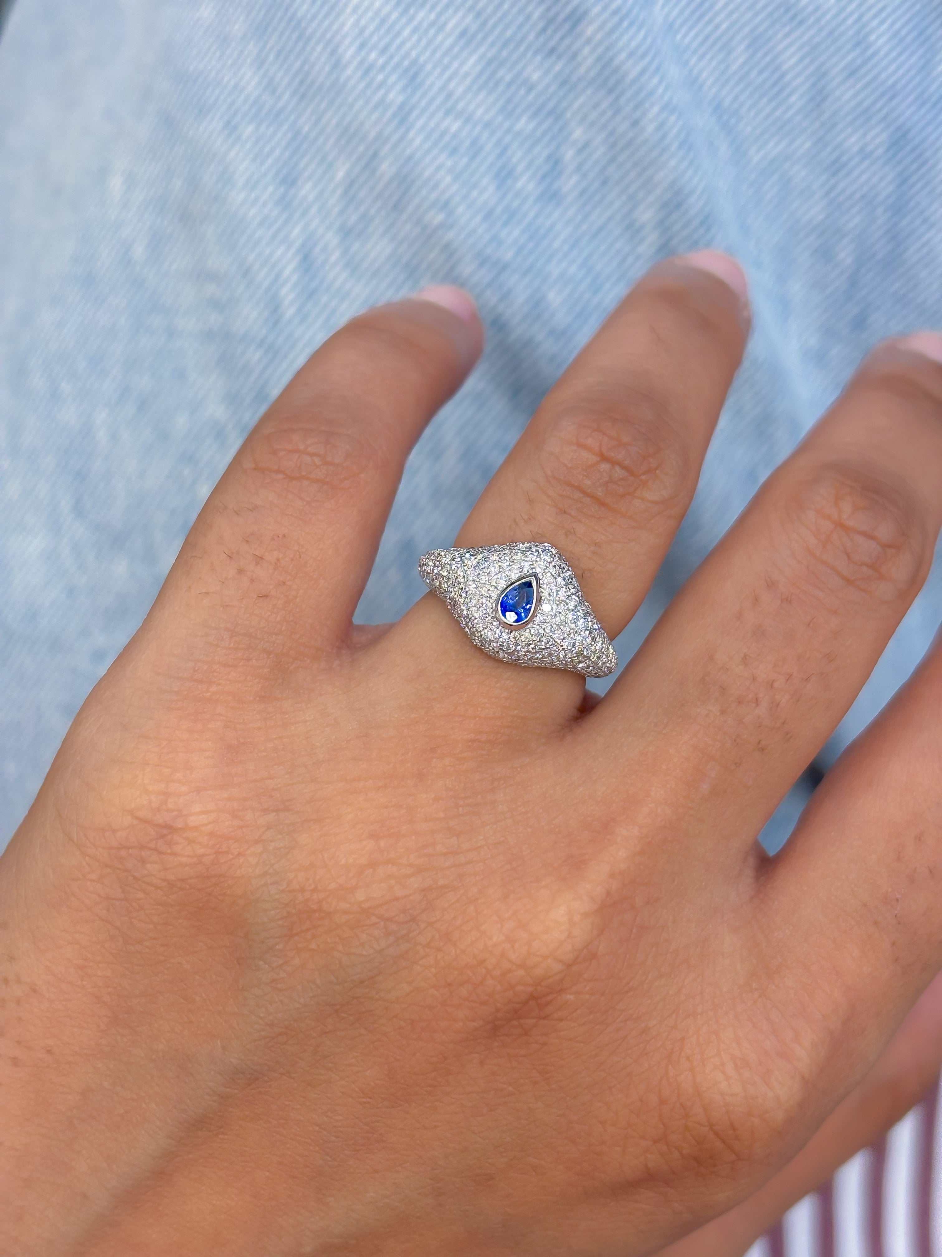 JPRG-4949/12019 Blue Sapphire Diamond Ring | 18K