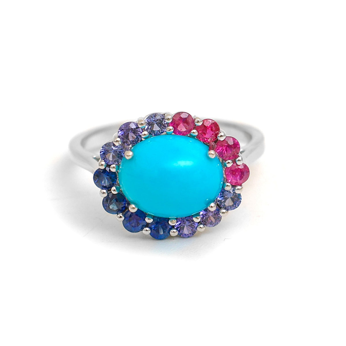 JPRG-4954/12032 Rainbow Sapphire Turquoise Ring | 14K