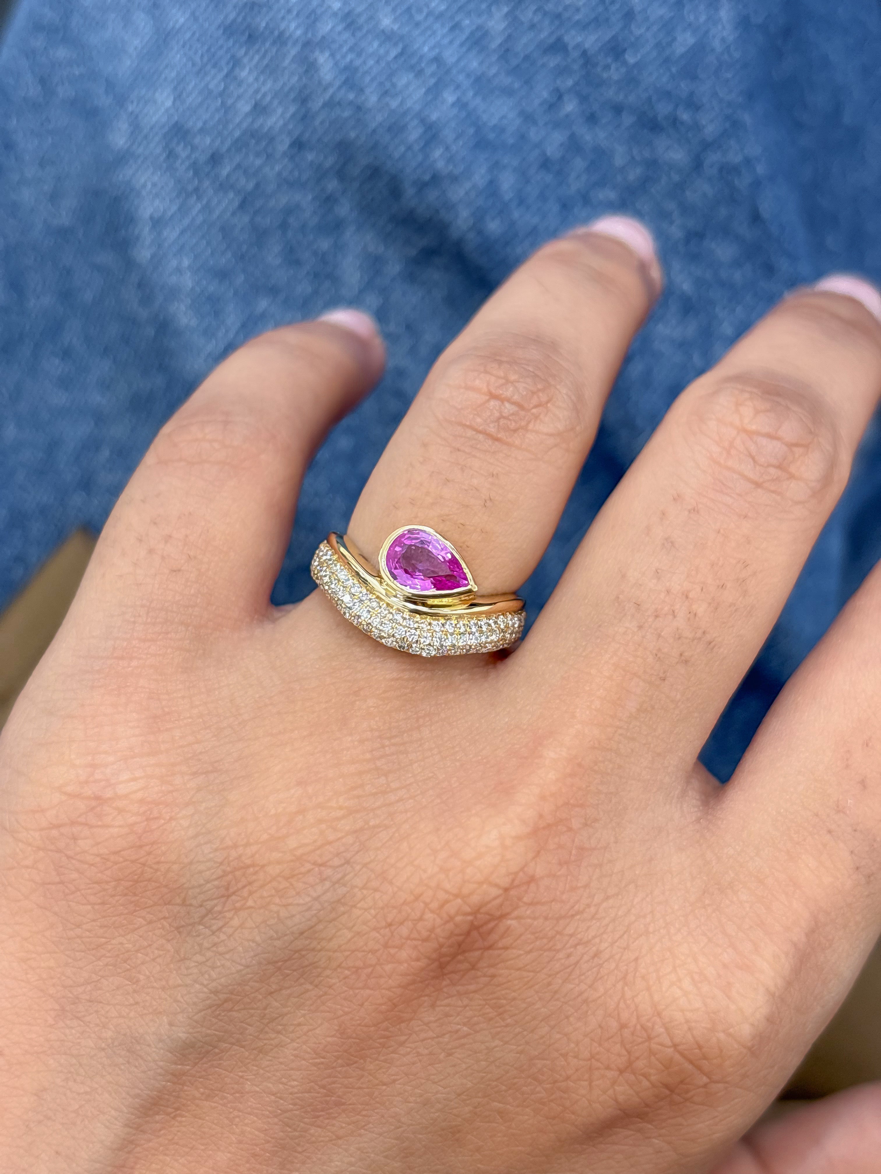 JPRG-4992/12097 Pink Sapphire Diamond Ring | 18K