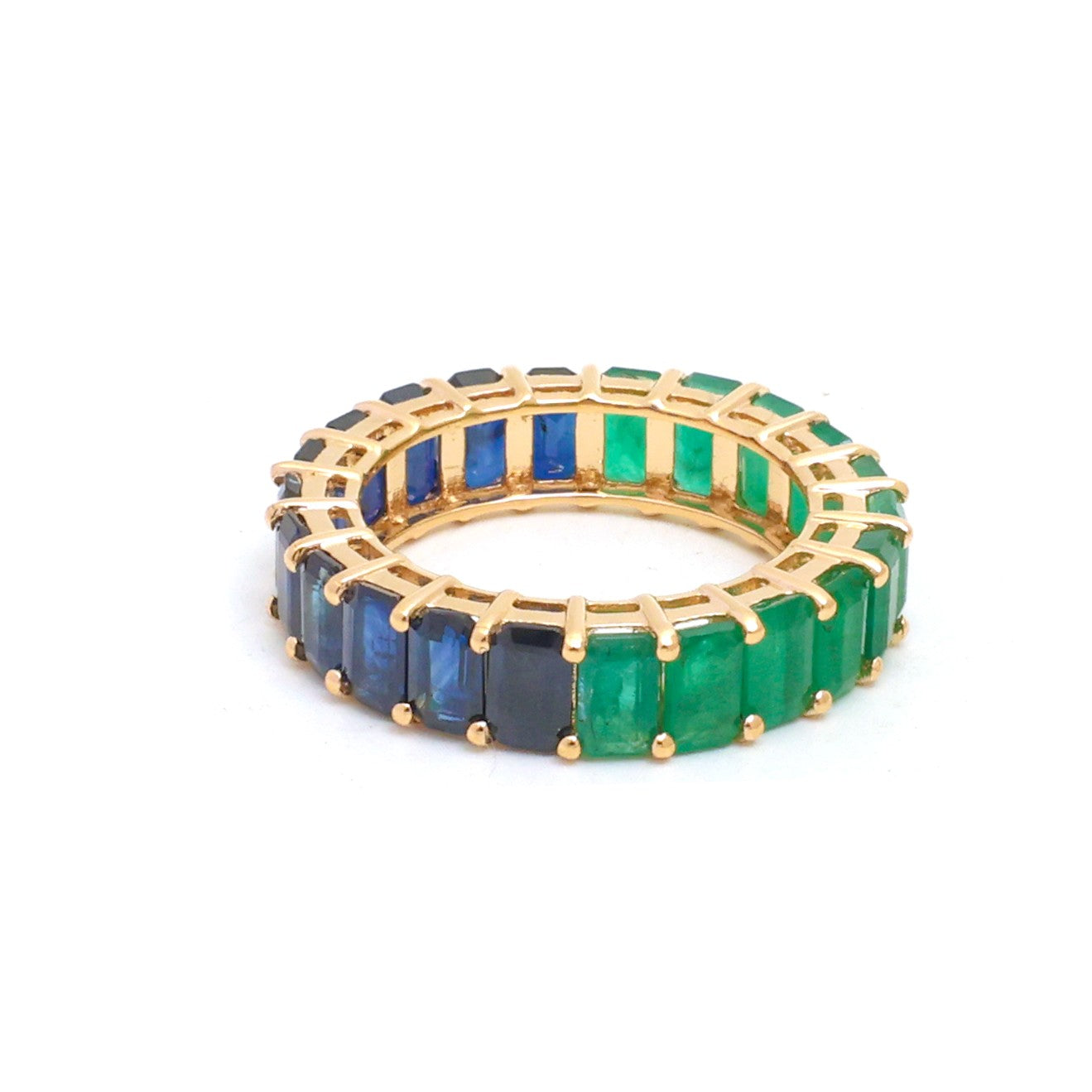 JPRG-5014/12135 Blue Sapphire Emerald Ring | 18K