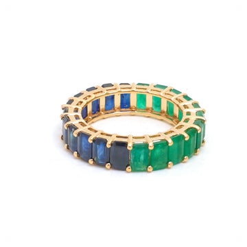 JPRG-5014/12135 Blue Sapphire Emerald Ring | 18K