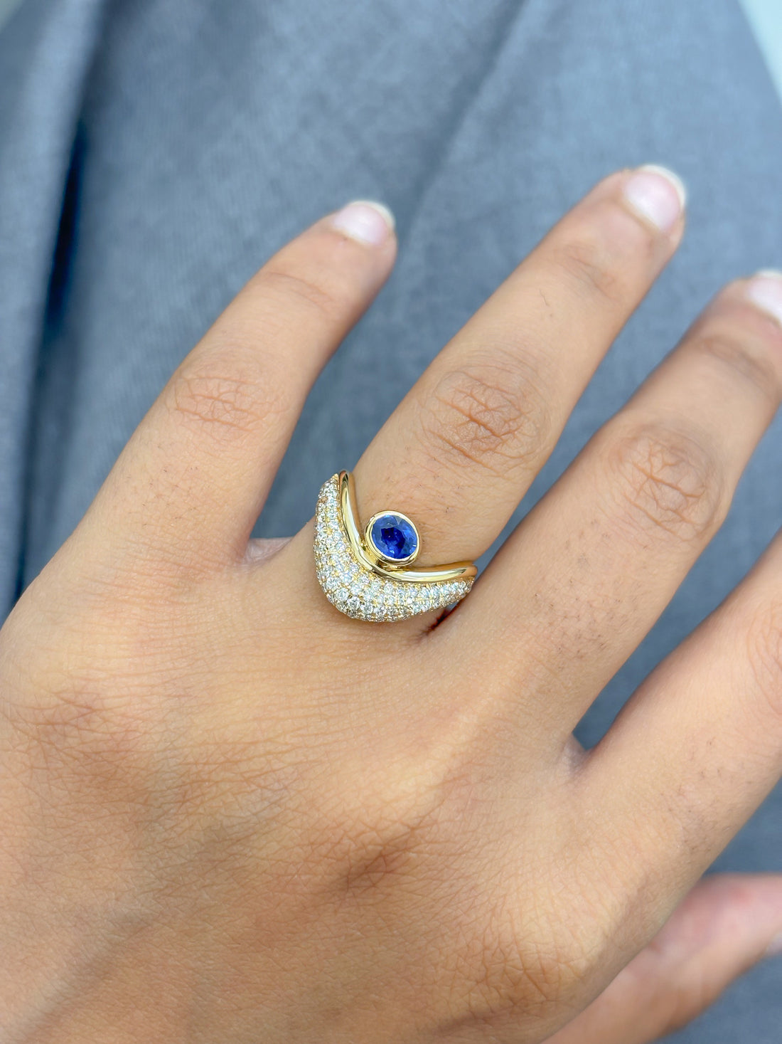 JPRG-5106/12264 Blue Sapphire Diamond Ring | 18K
