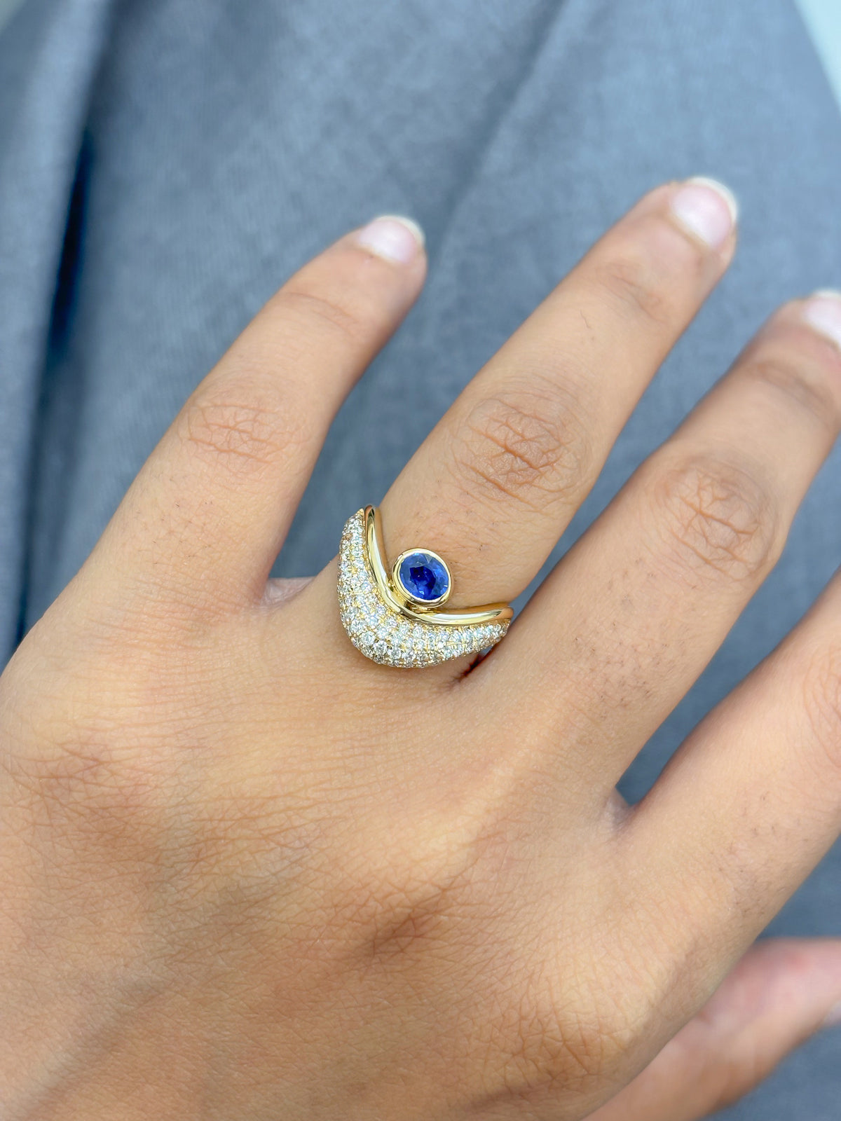 JPRG-5106/12264 Blue Sapphire Diamond Ring | 18K