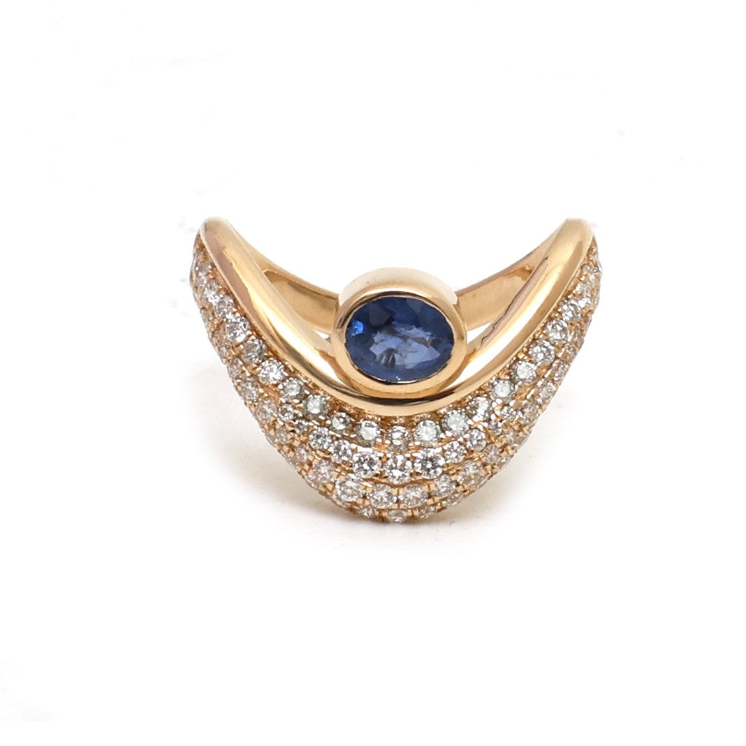 JPRG-5106/12264 Blue Sapphire Diamond Ring | 18K