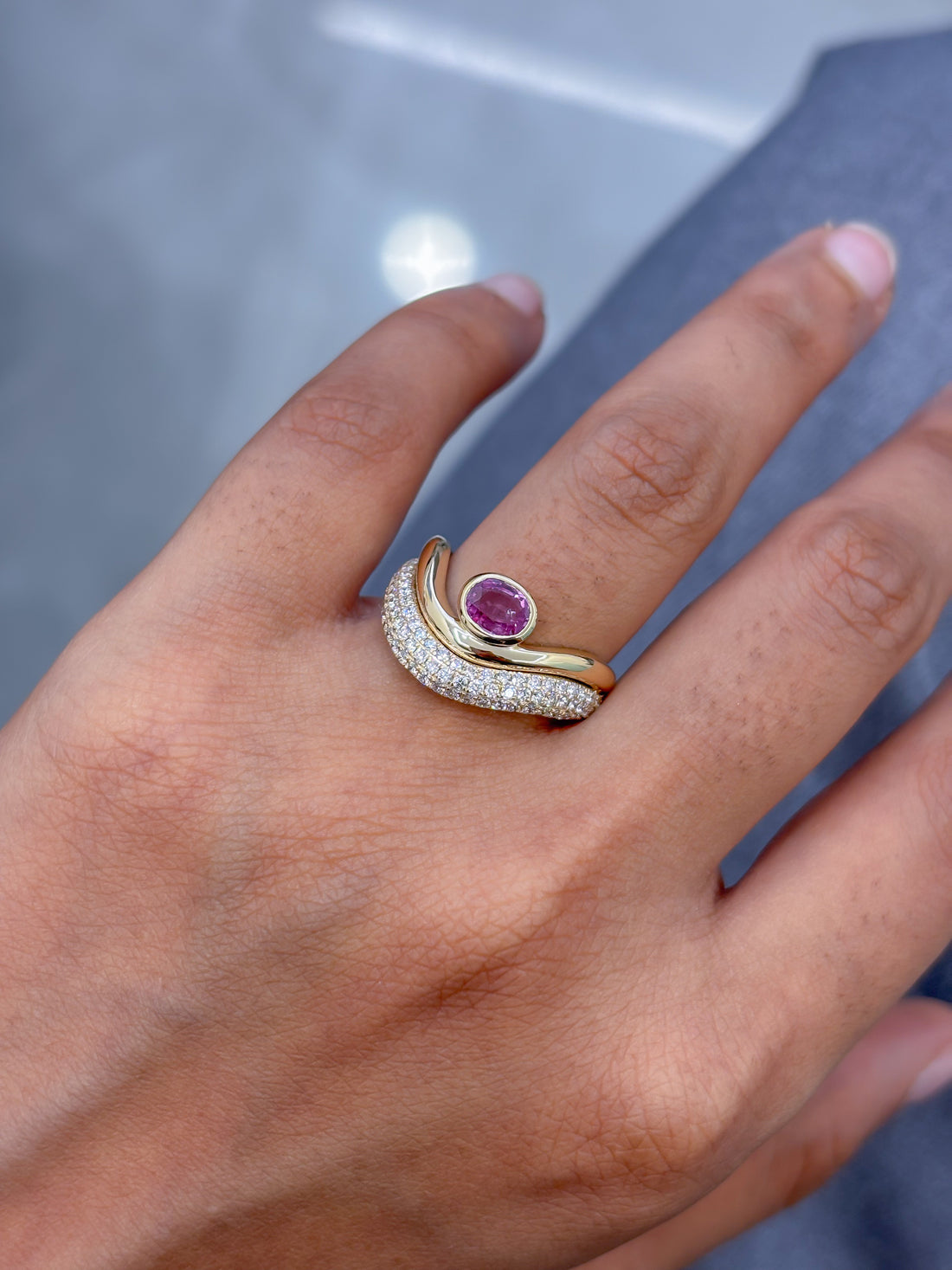 JPRG-5110/12278 Pink Sapphire Diamond Ring | 14K