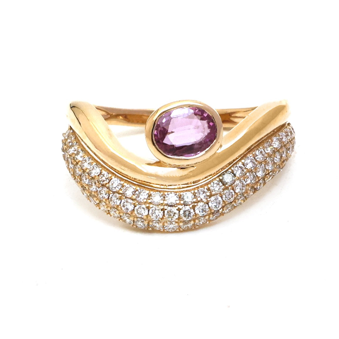 JPRG-5110/12278 Pink Sapphire Diamond Ring | 14K
