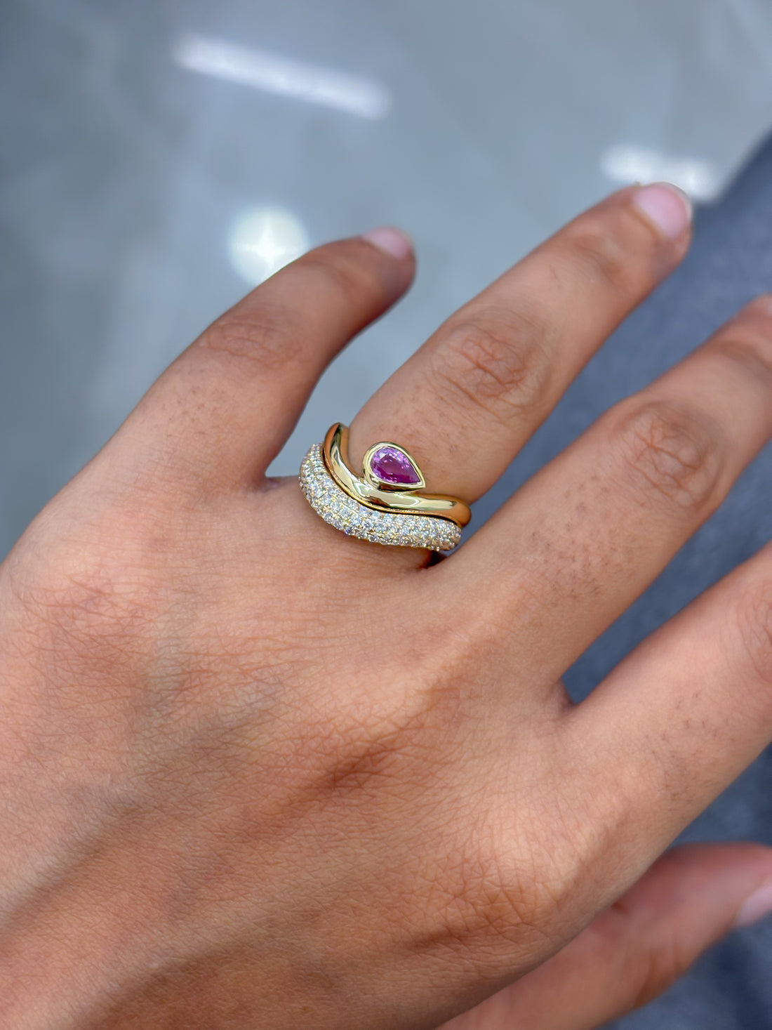 JPRG-5117/12285 Diamond Pink Sapphire Ring | 18K