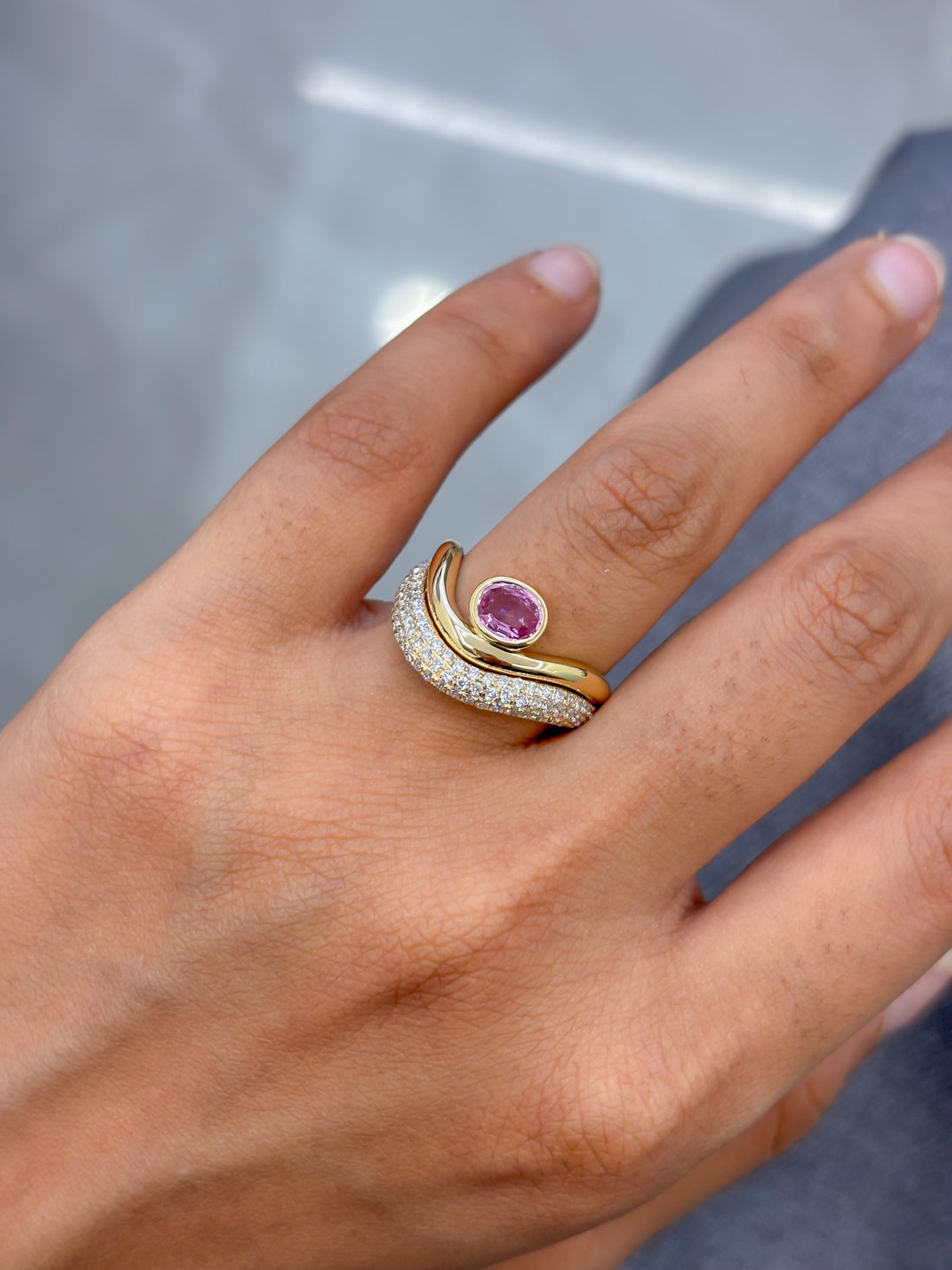 JPRG-5118/12286 Pink Sapphire Diamond Ring | 18K