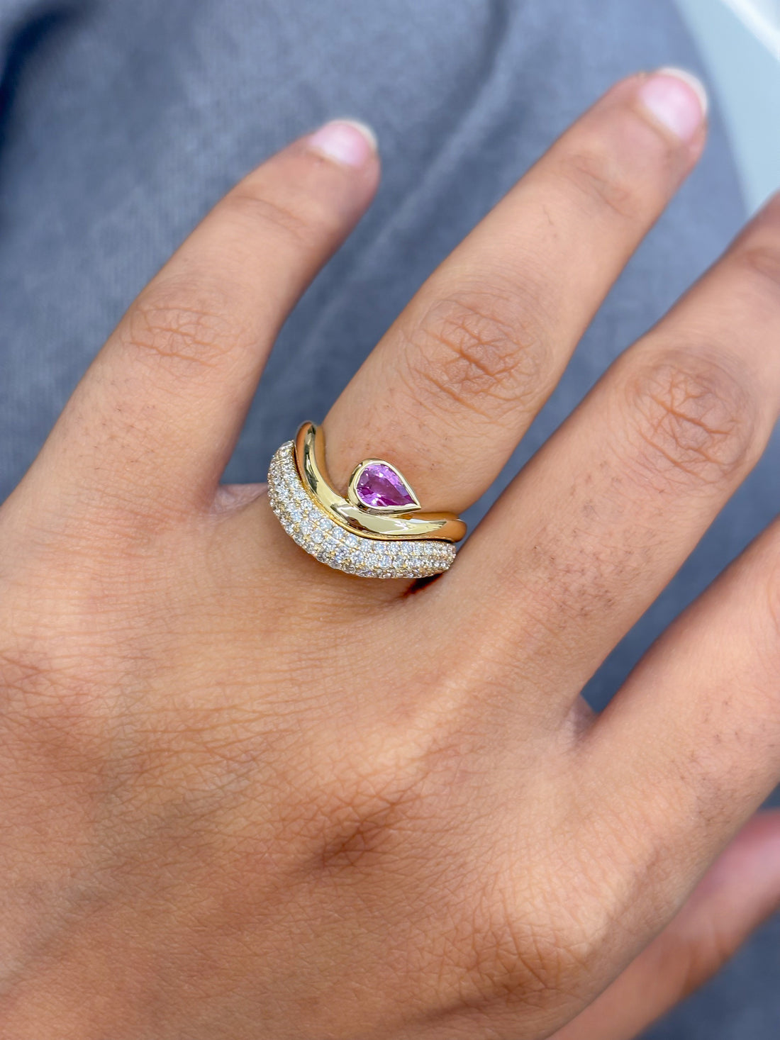 JPRG-5121/12289 Pink Sapphire Diamond Ring | 18K