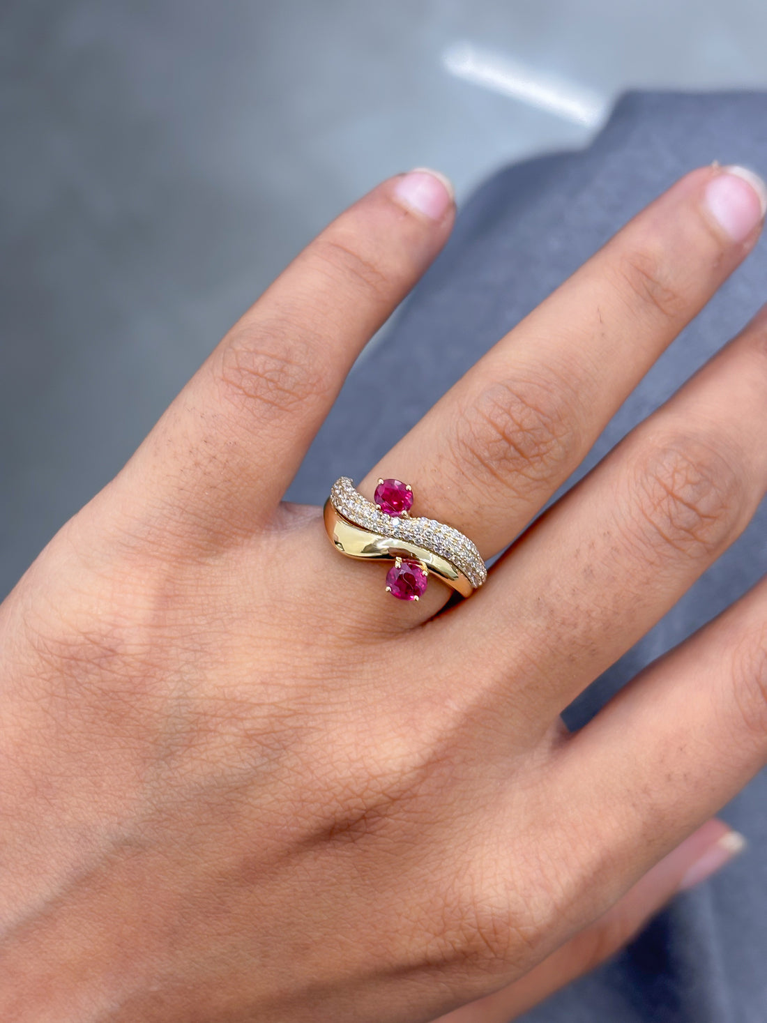 JPRG-5128/12296 Diamond Ruby Ring | 18K