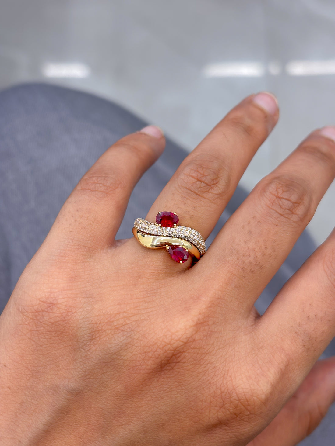 JPRG-5129/12297 Diamond Ruby Ring | 18K