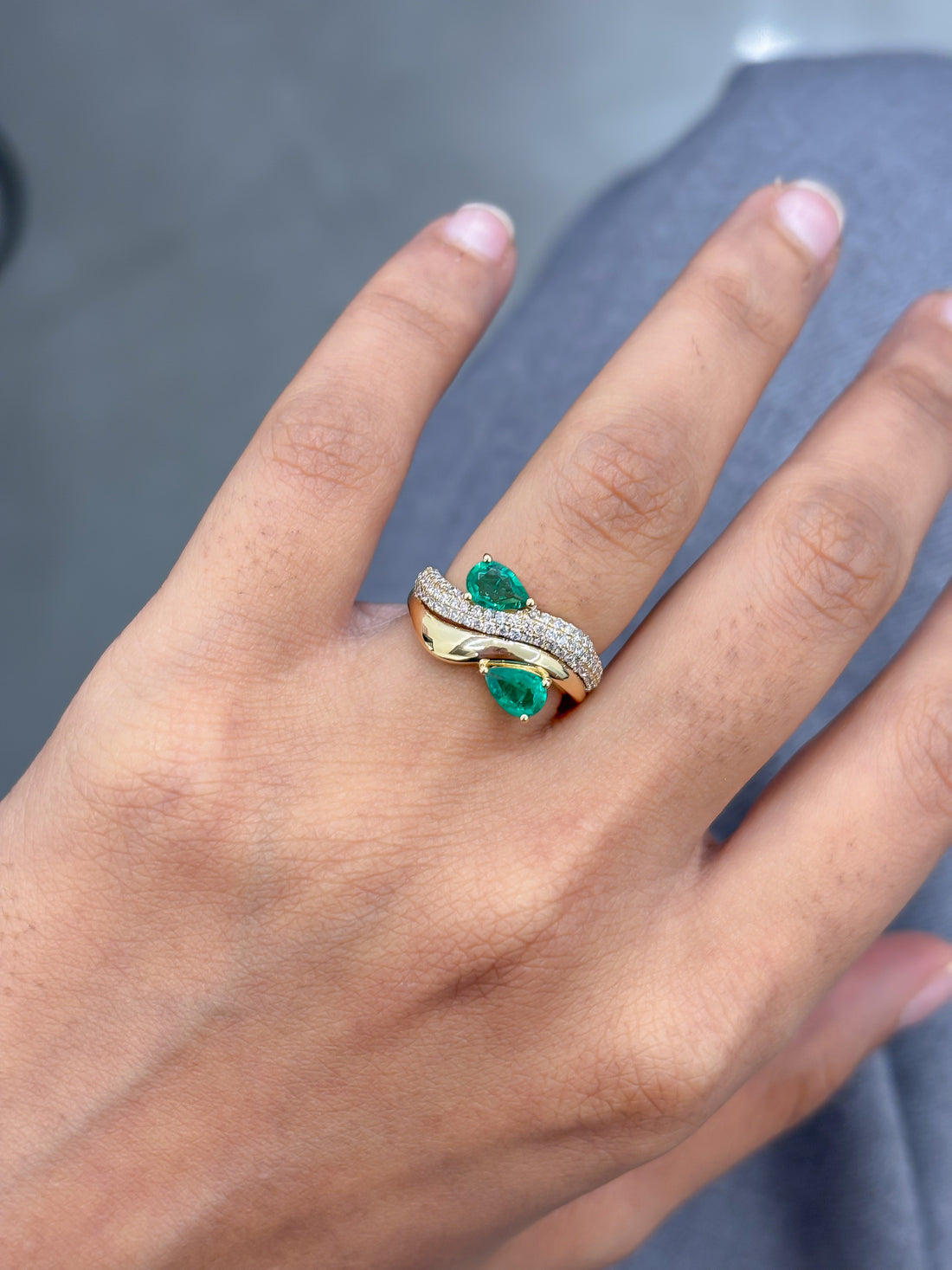 JPRG-5130/12298 Diamond Emerald Ring | 18K