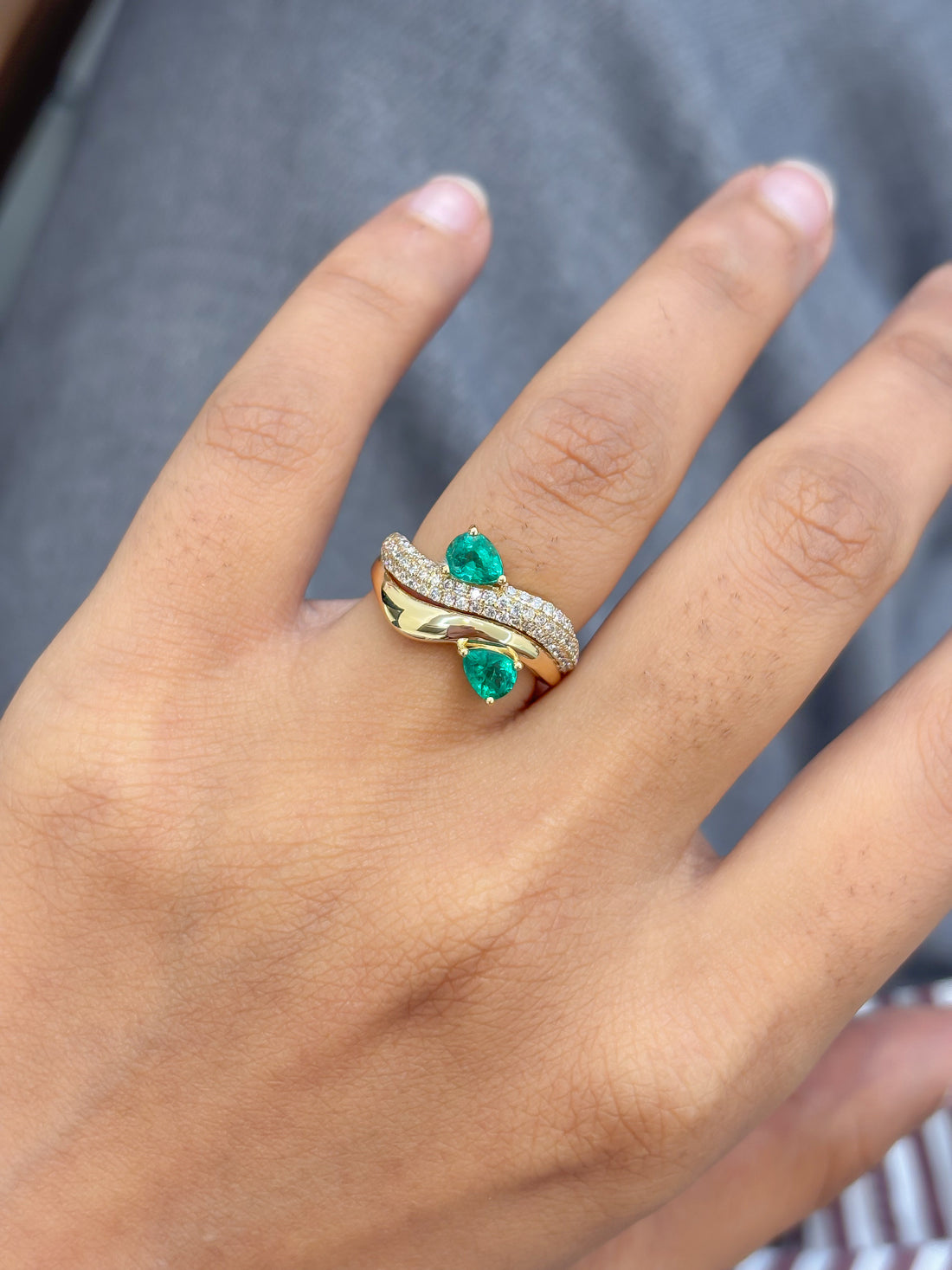 JPRG-5132/12300 Diamond Emerald Ring | 18K