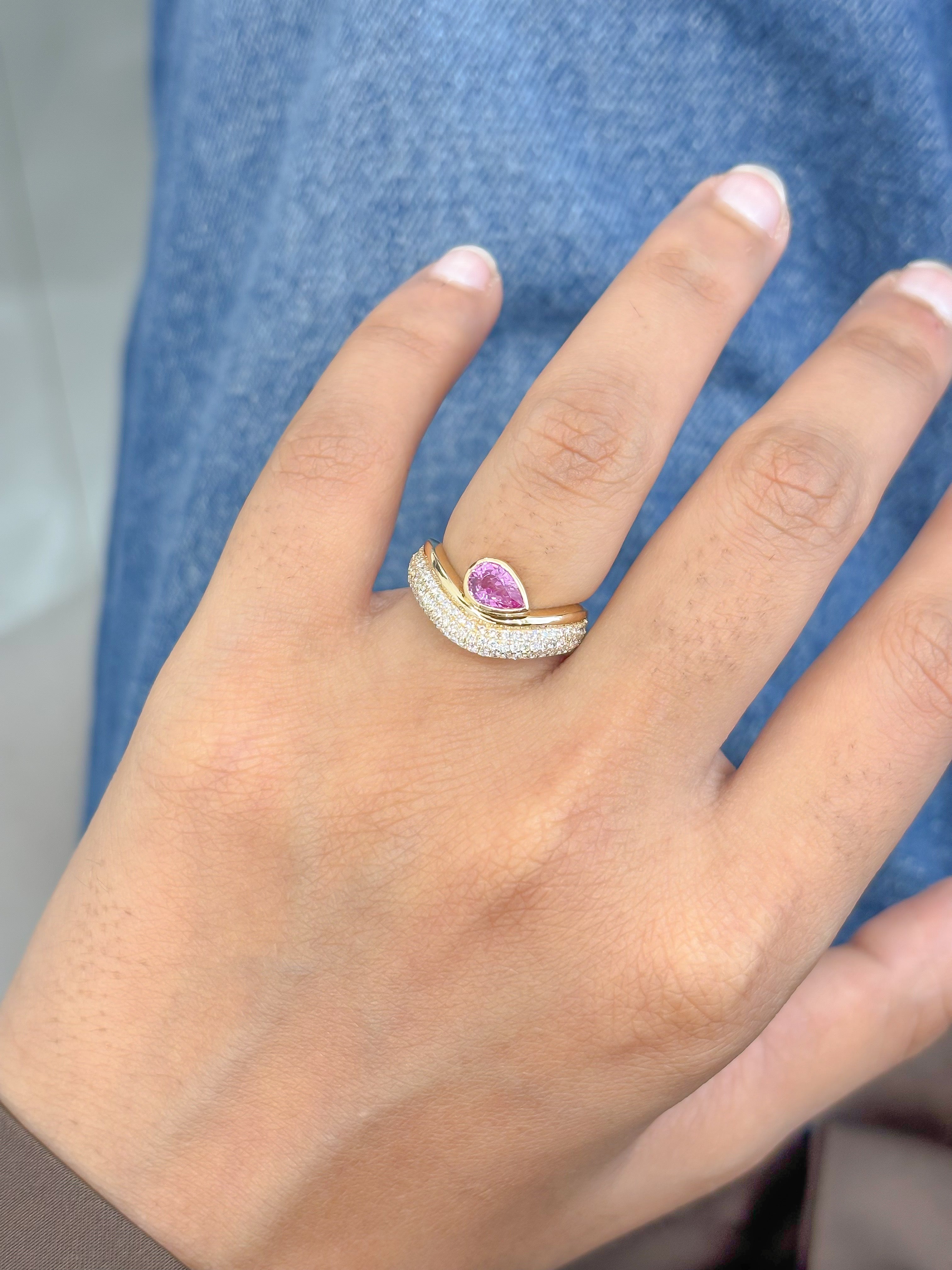 JPRG-5150/12336 Pink Sapphire Diamond Ring | 18K
