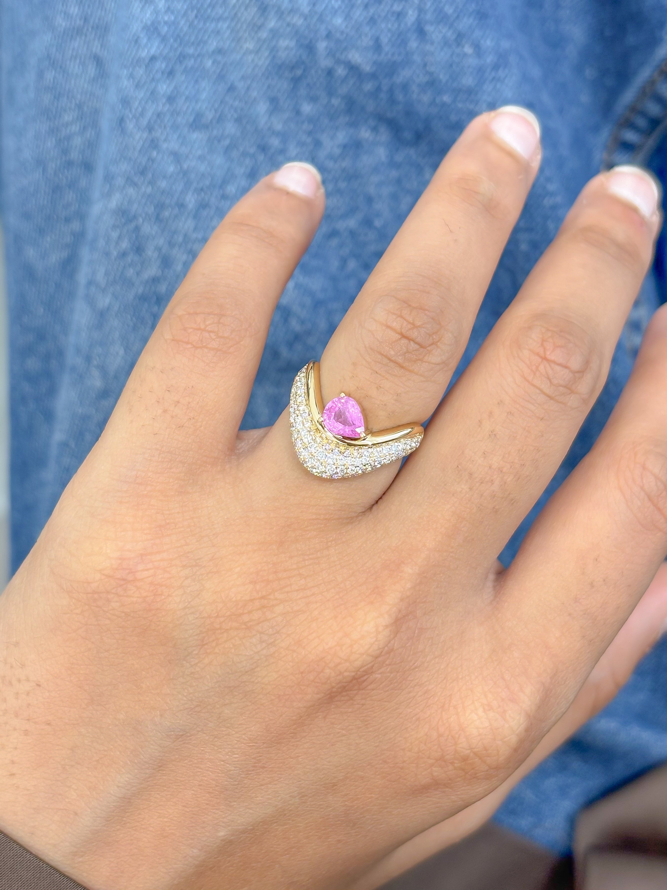 JPRG-5151/12337 Pink Sapphire Diamond Ring | 18K