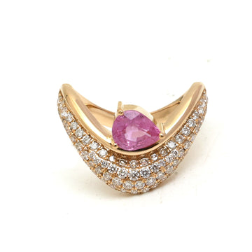 JPRG-5151/12337 Pink Sapphire Diamond Ring | 18K