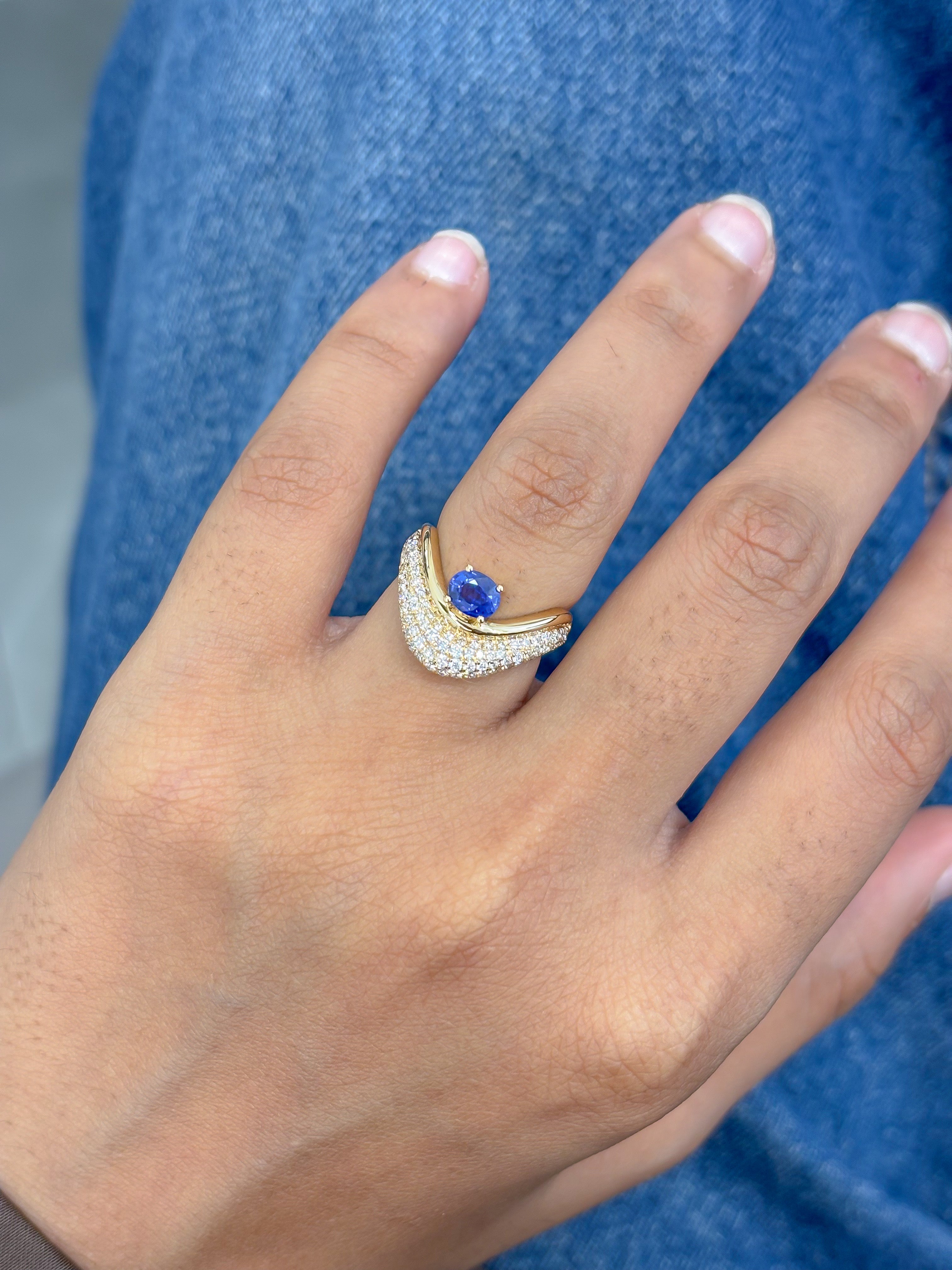 JPRG-5161/12347 Blue Sapphire Diamond Ring | 18K