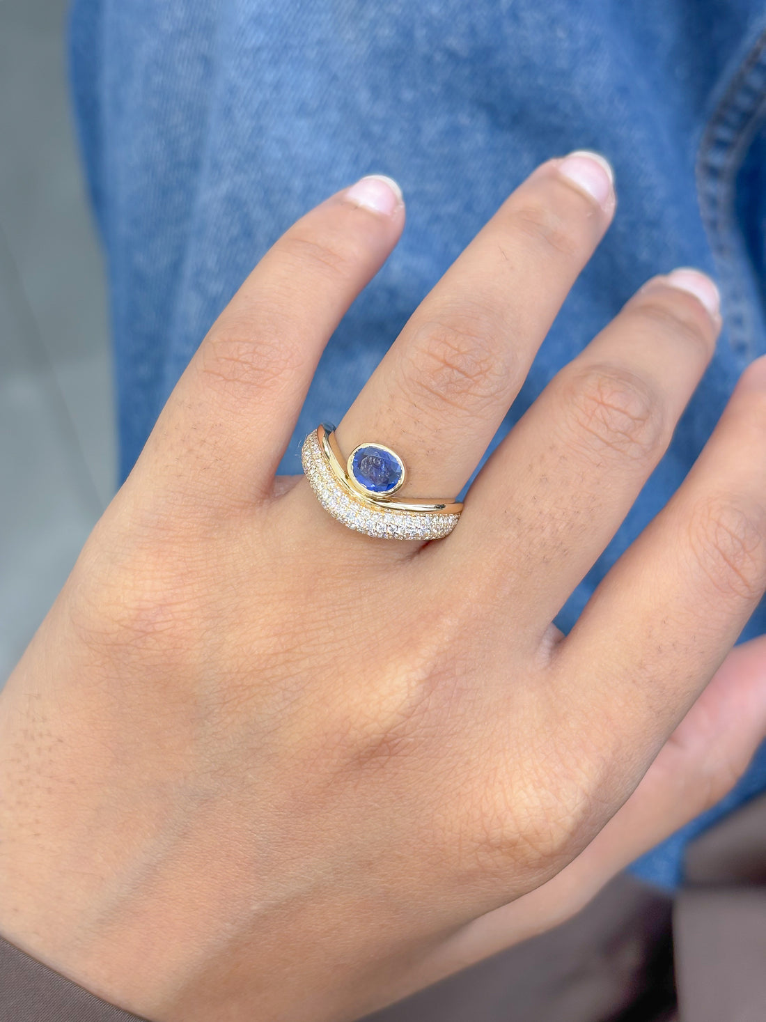 JPRG-5162/12348 Blue Sapphire Diamond Ring | 18K