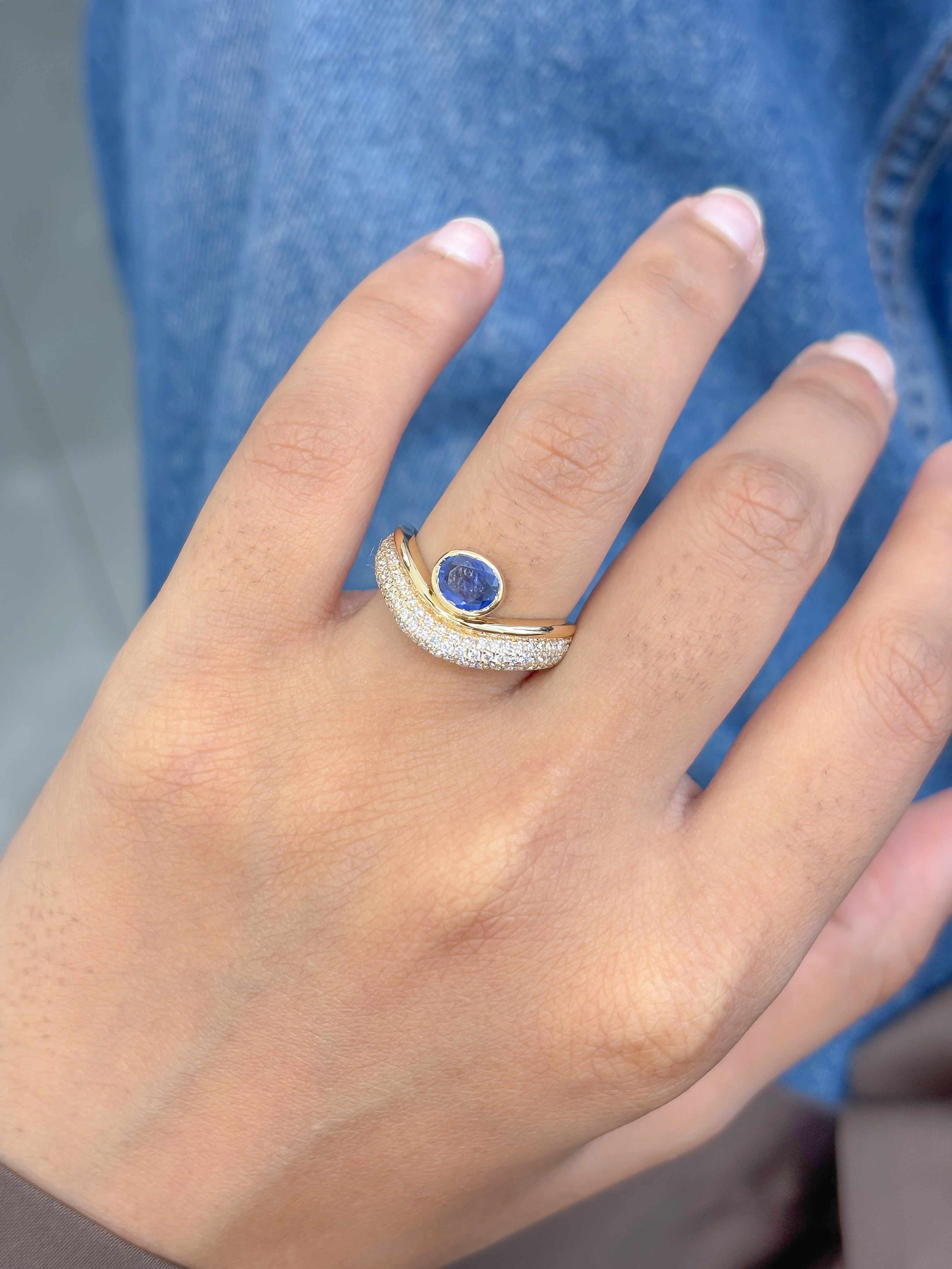 JPRG-5162/12348 Blue Sapphire Diamond Ring | 18K