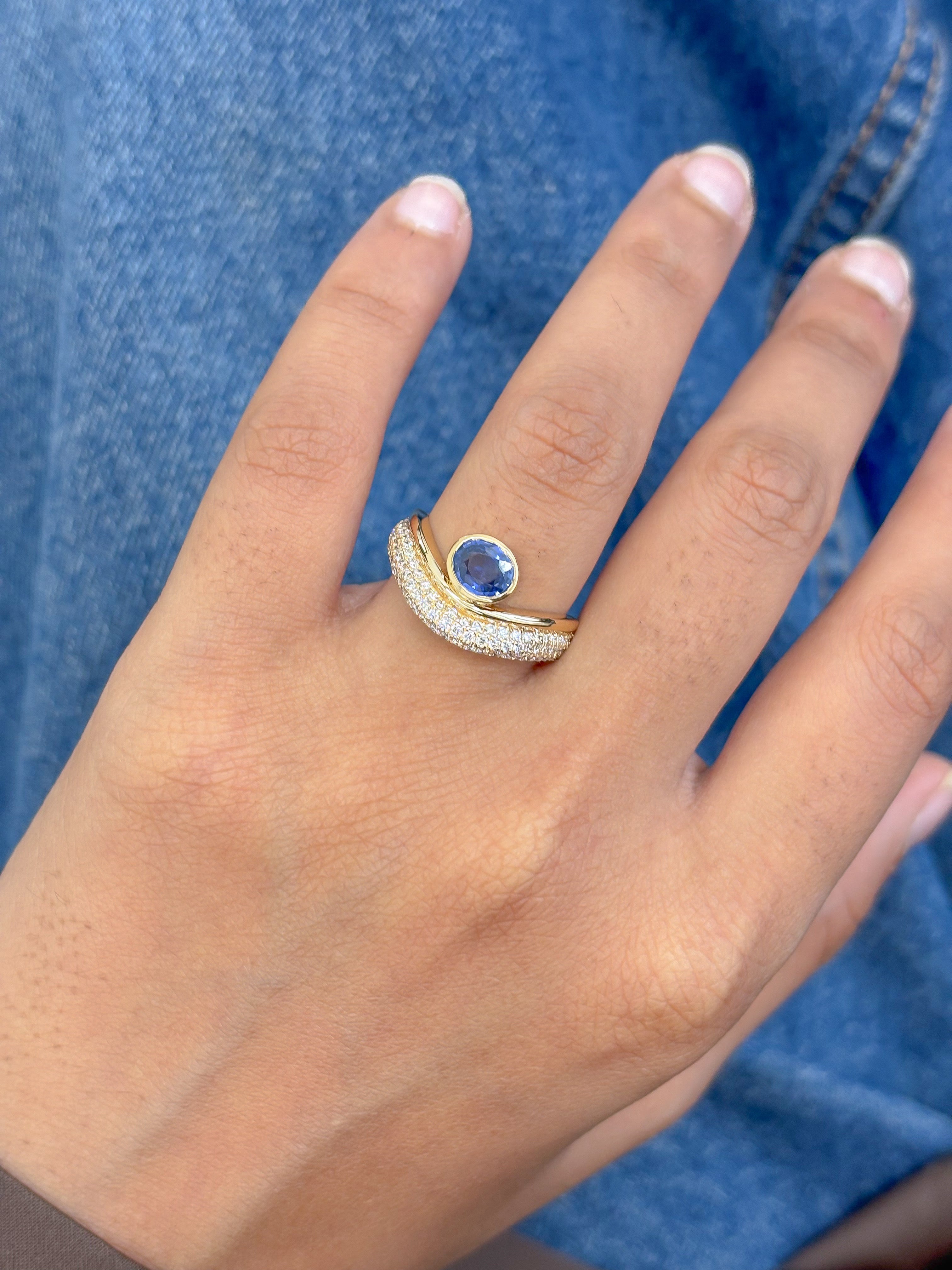JPRG-5163/12349 Blue Sapphire Diamond Ring | 18K