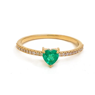 JPRG-5190/12414 Emerald Diamond Heart Thin Ring | 18K
