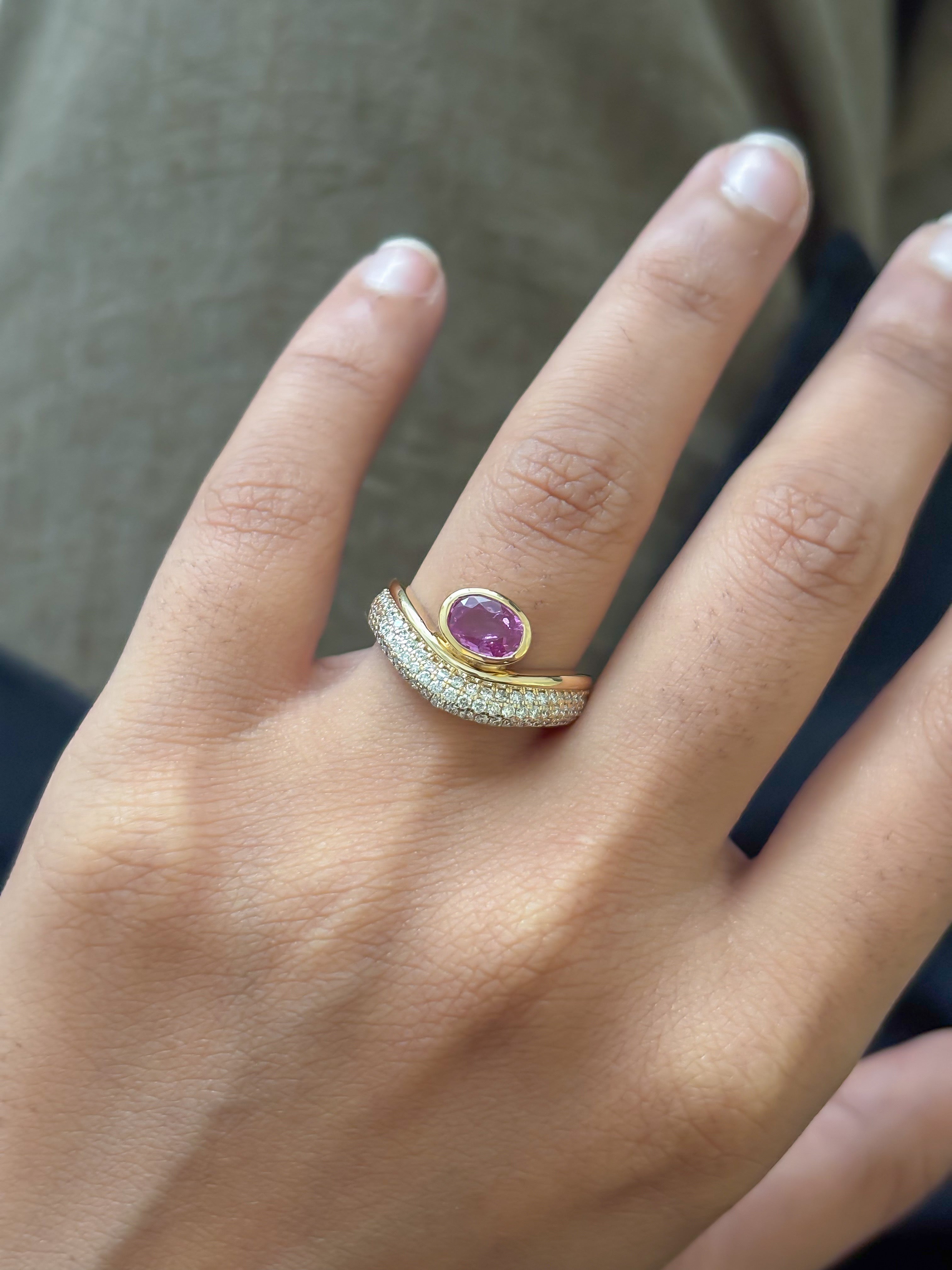 JPRG-5193/12417 Pink Sapphire Diamond Ring | 18K