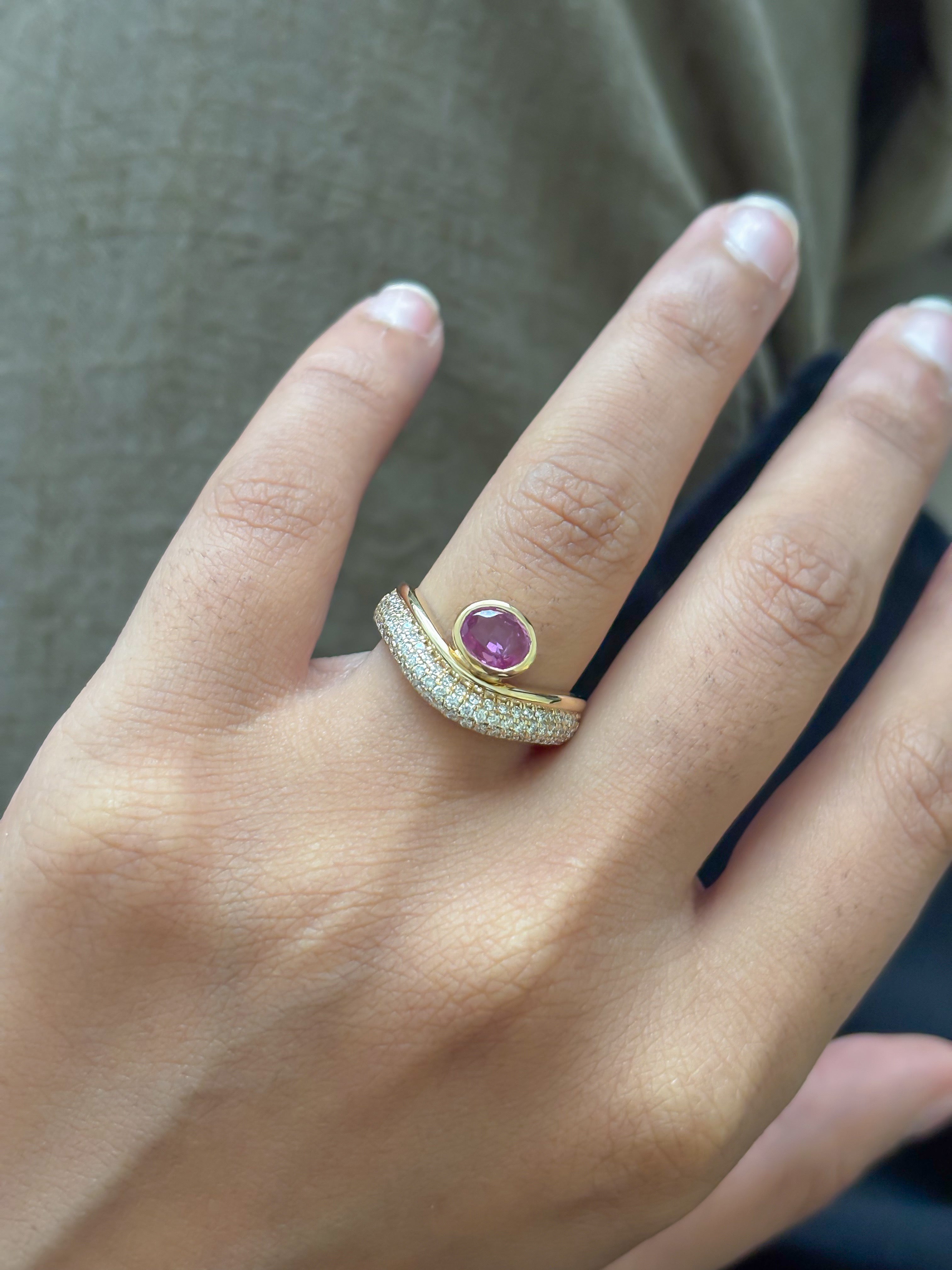 JPRG-5194/12418 Pink Sapphire Diamond Ring | 18K