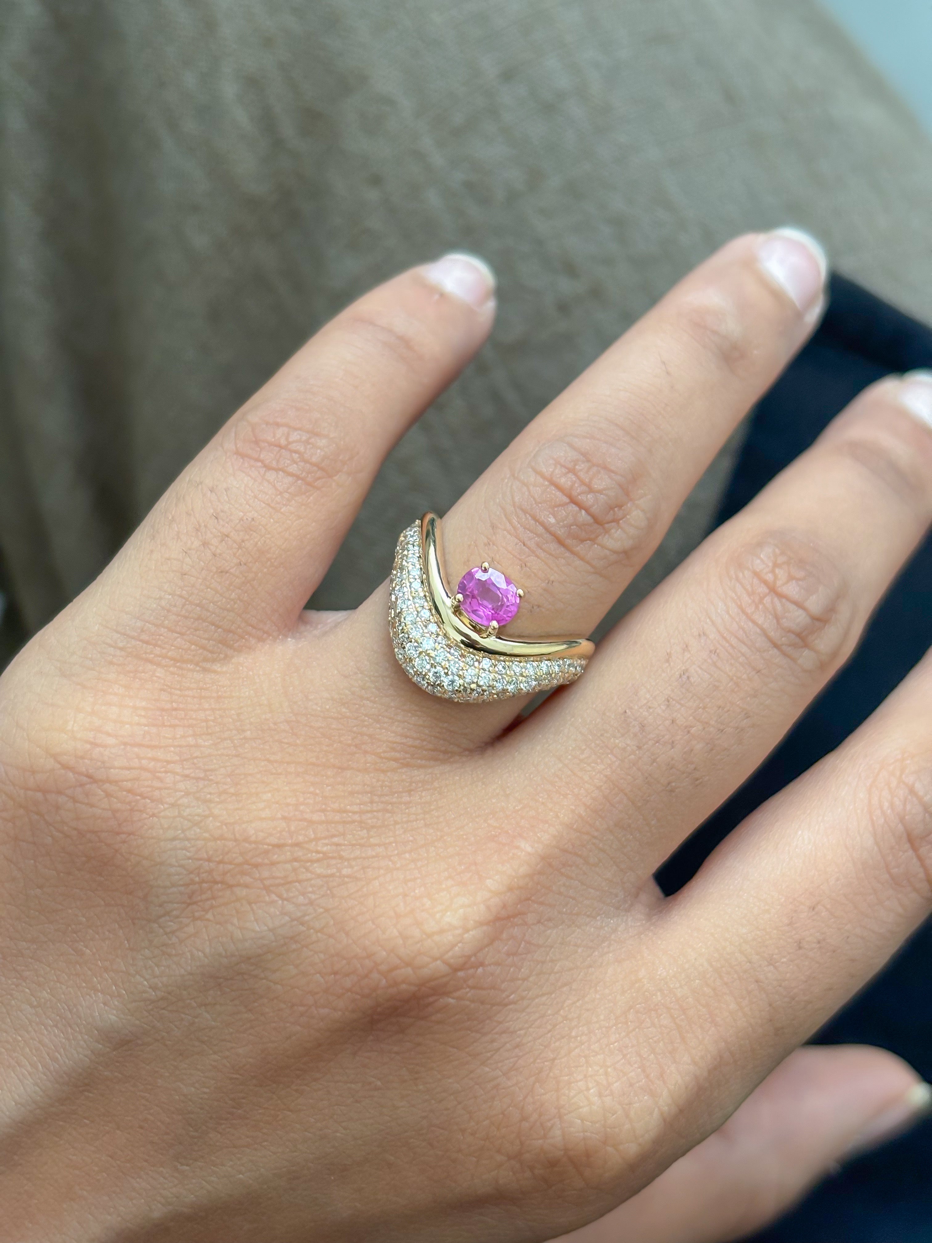 JPRG-5195/12419 Pink Sapphire Diamond Ring | 18K