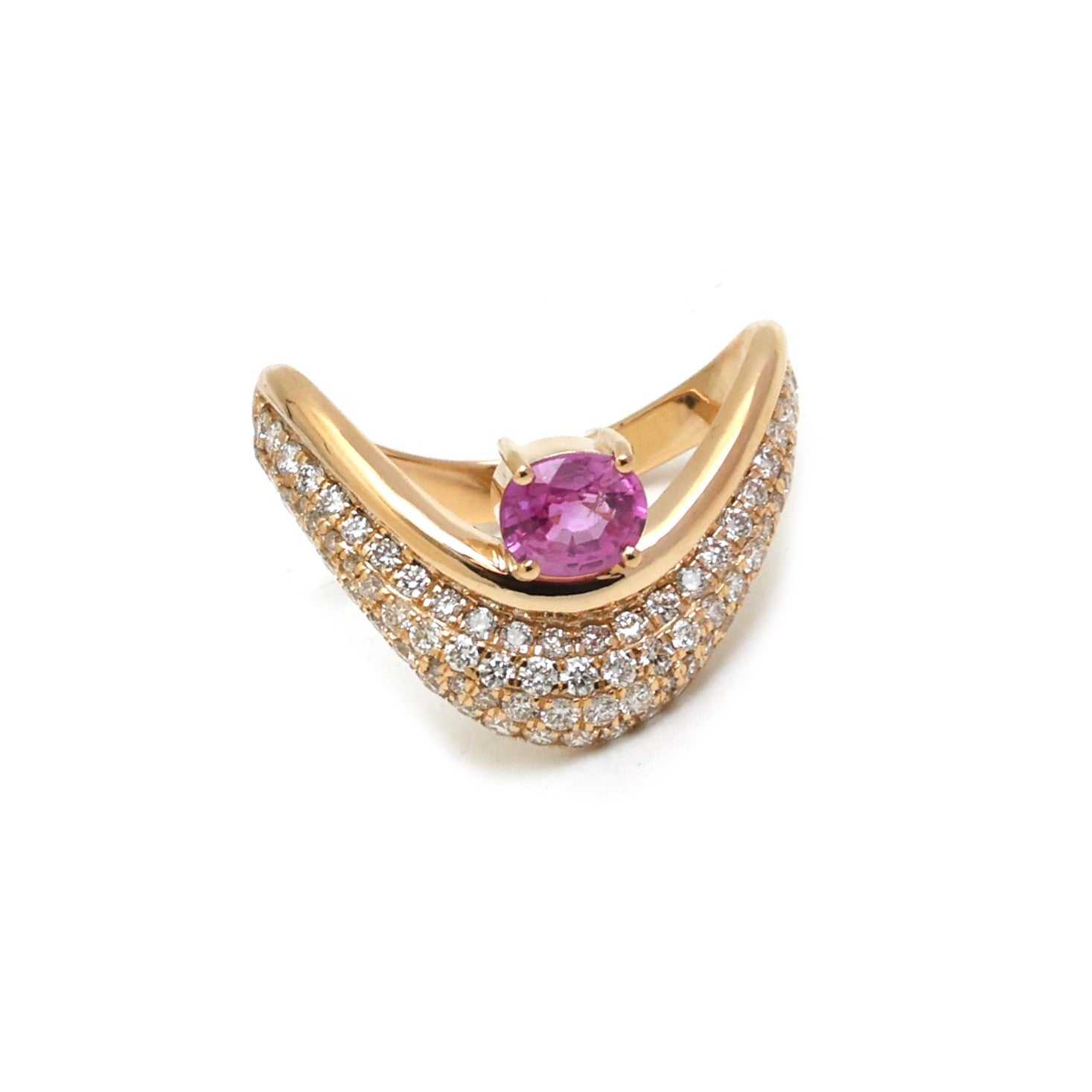 JPRG-5195/12419 Pink Sapphire Diamond Ring | 18K
