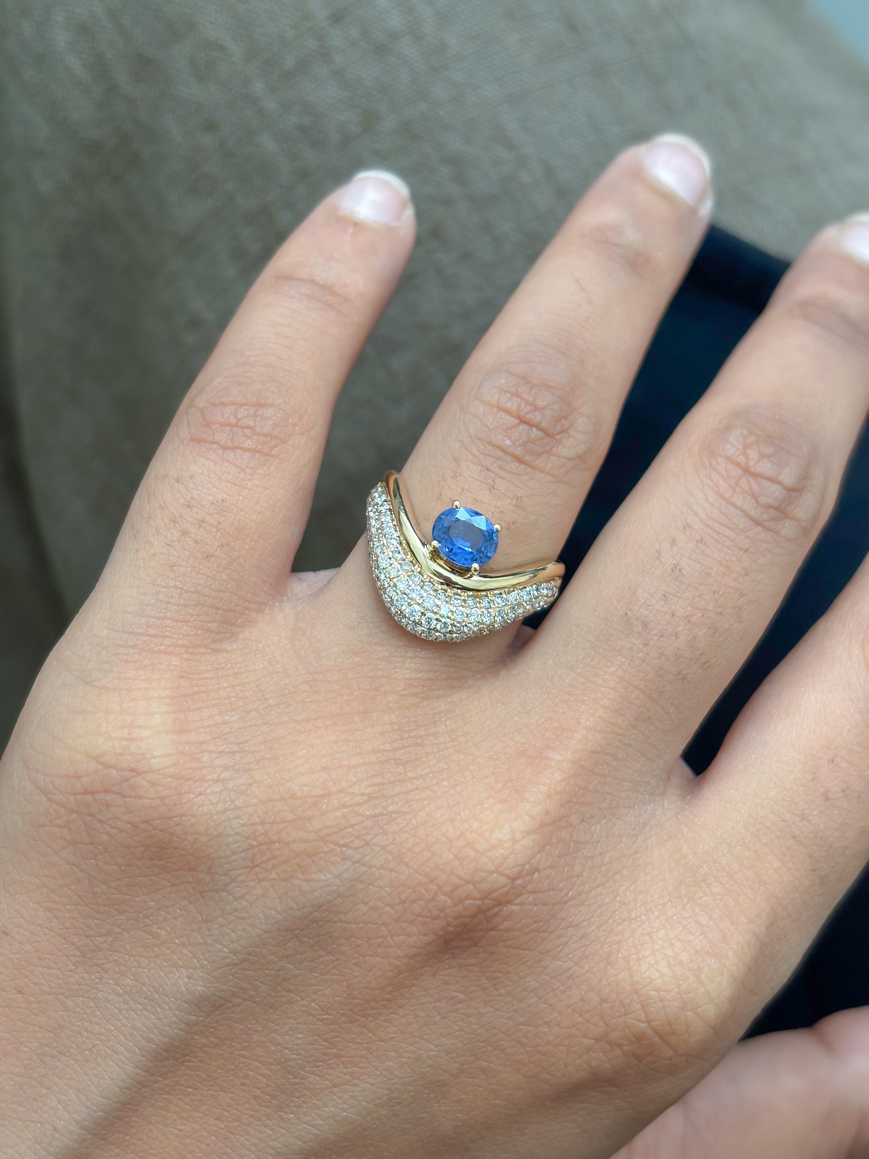 JPRG-5200/12424 Blue Sapphire Diamond Ring | 18K