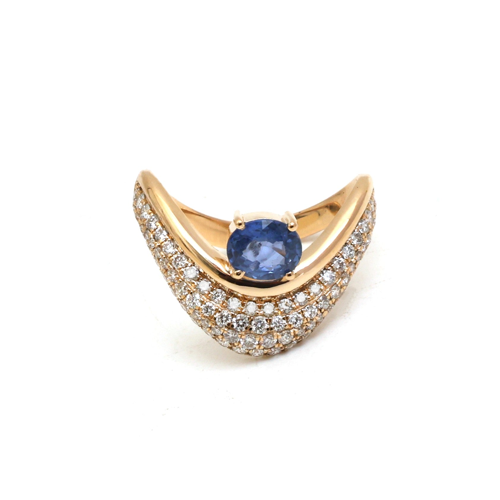 JPRG-5200/12424 Blue Sapphire Diamond Ring | 18K