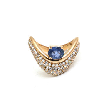 JPRG-5200/12424 Blue Sapphire Diamond Ring | 18K