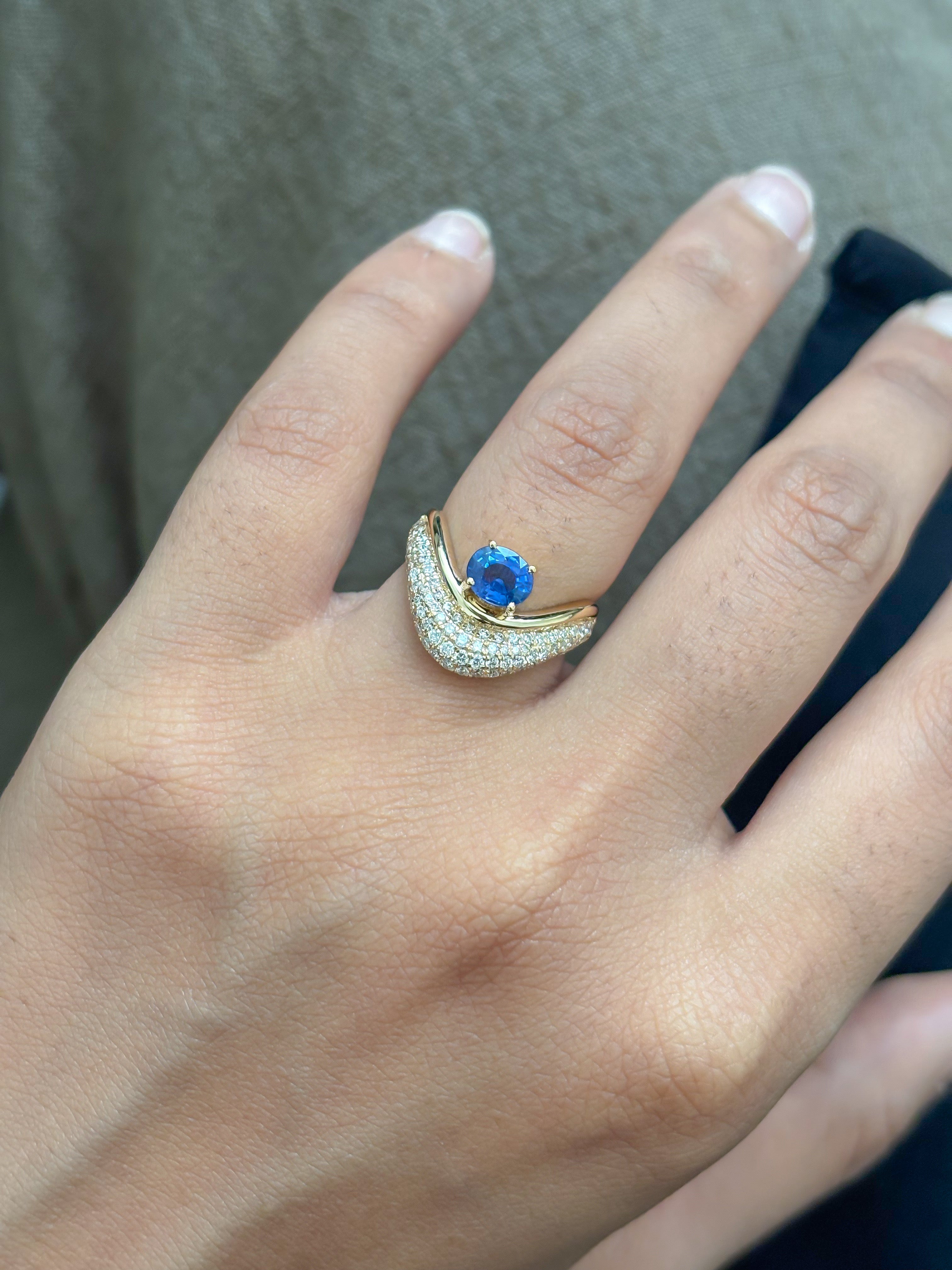 JPRG-5201/12425 Blue Sapphire Diamond Ring | 18K