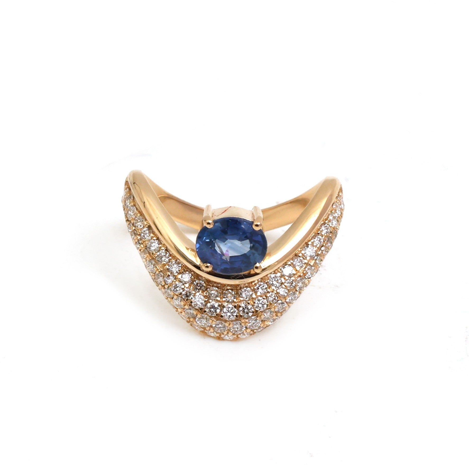 JPRG-5201/12425 Blue Sapphire Diamond Ring | 18K