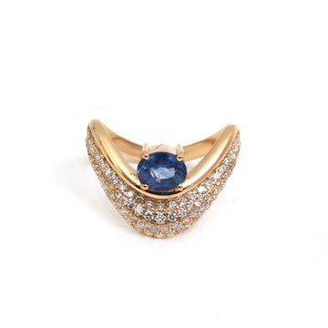 JPRG-5201/12425 Blue Sapphire Diamond Ring | 18K