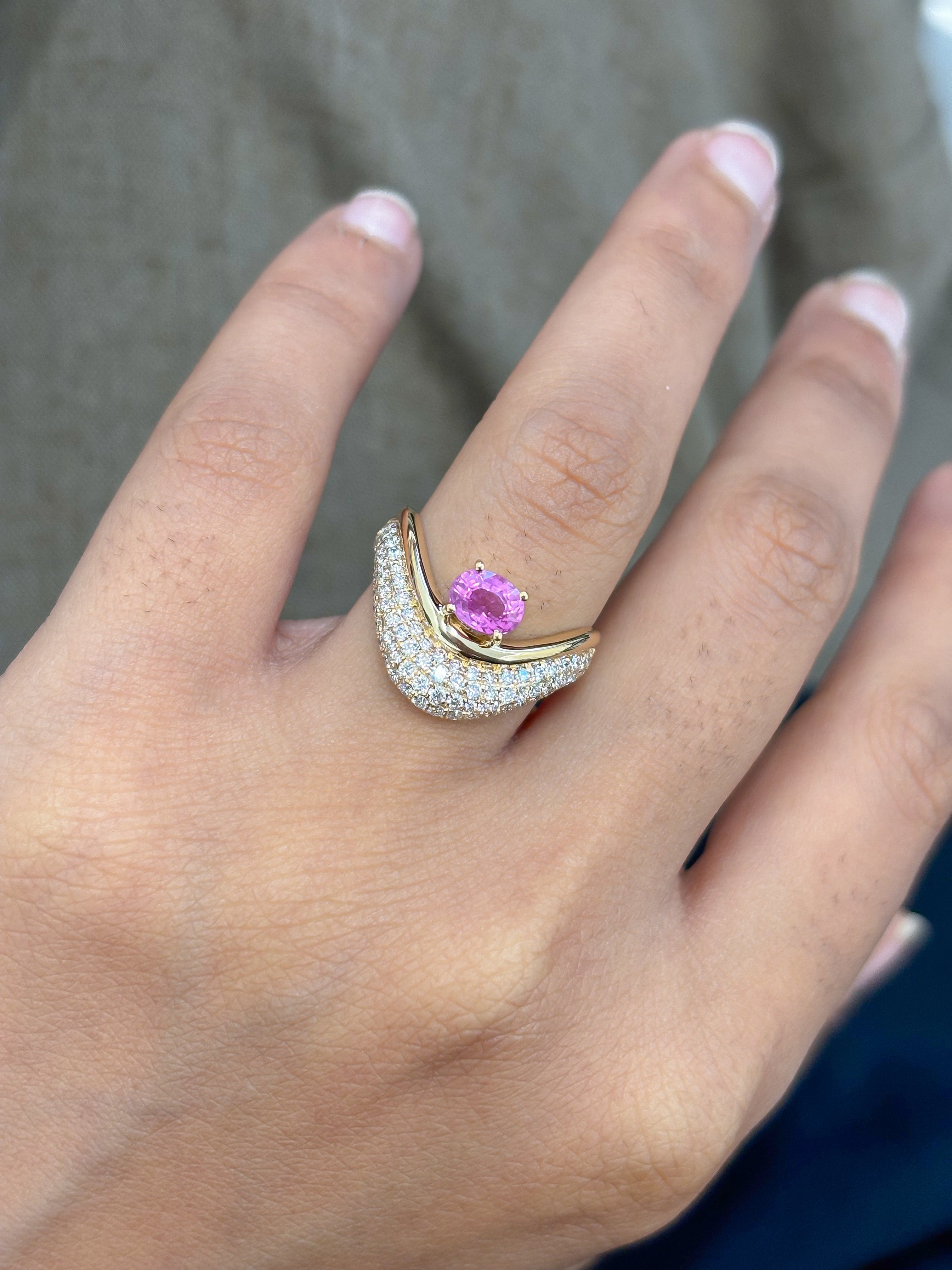 JPRG-5206/12439 Pink Sapphire Diamond Ring | 18K