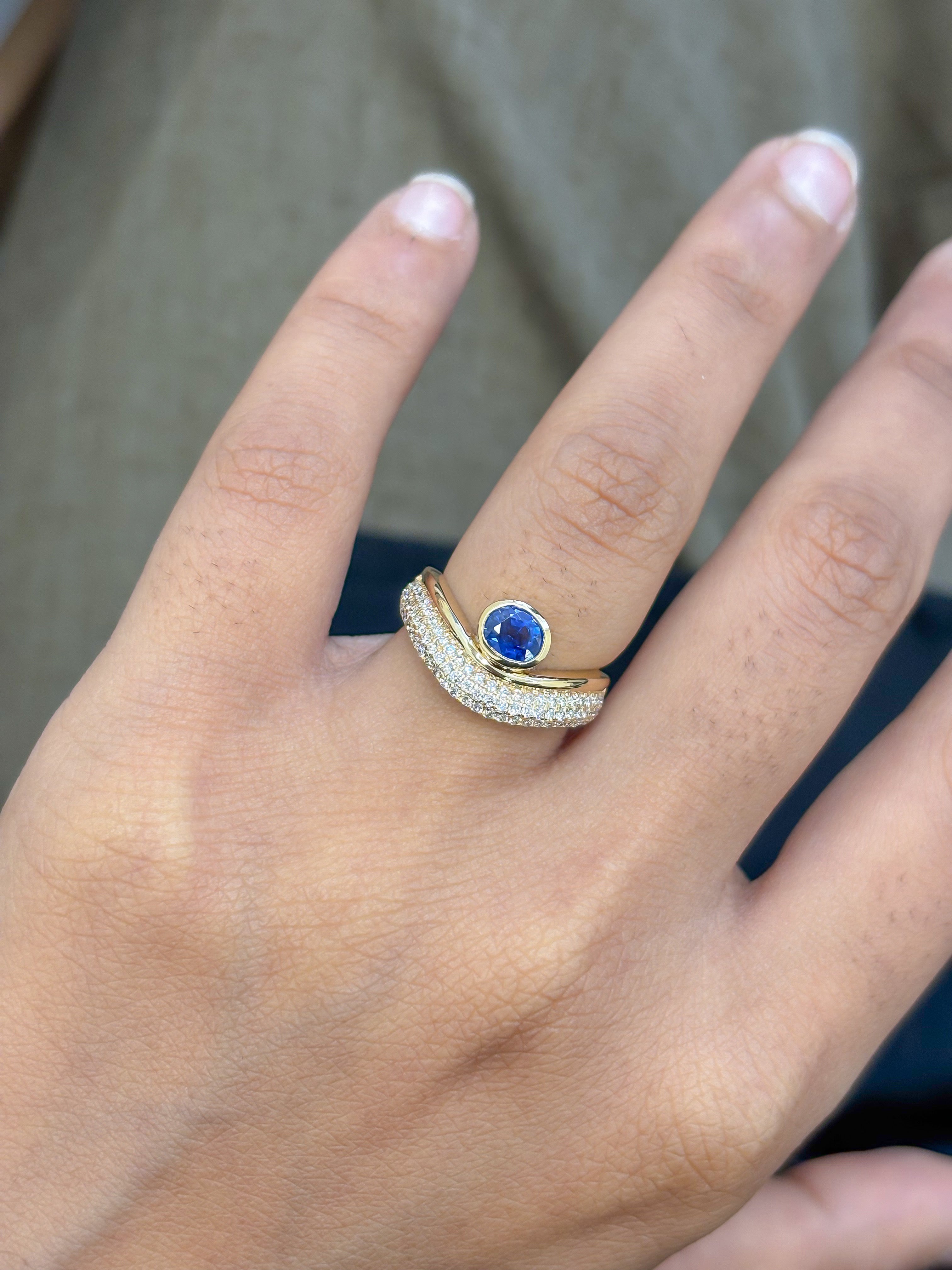 JPRG-5210/12443 Blue Sapphire Diamond Ring | 18K