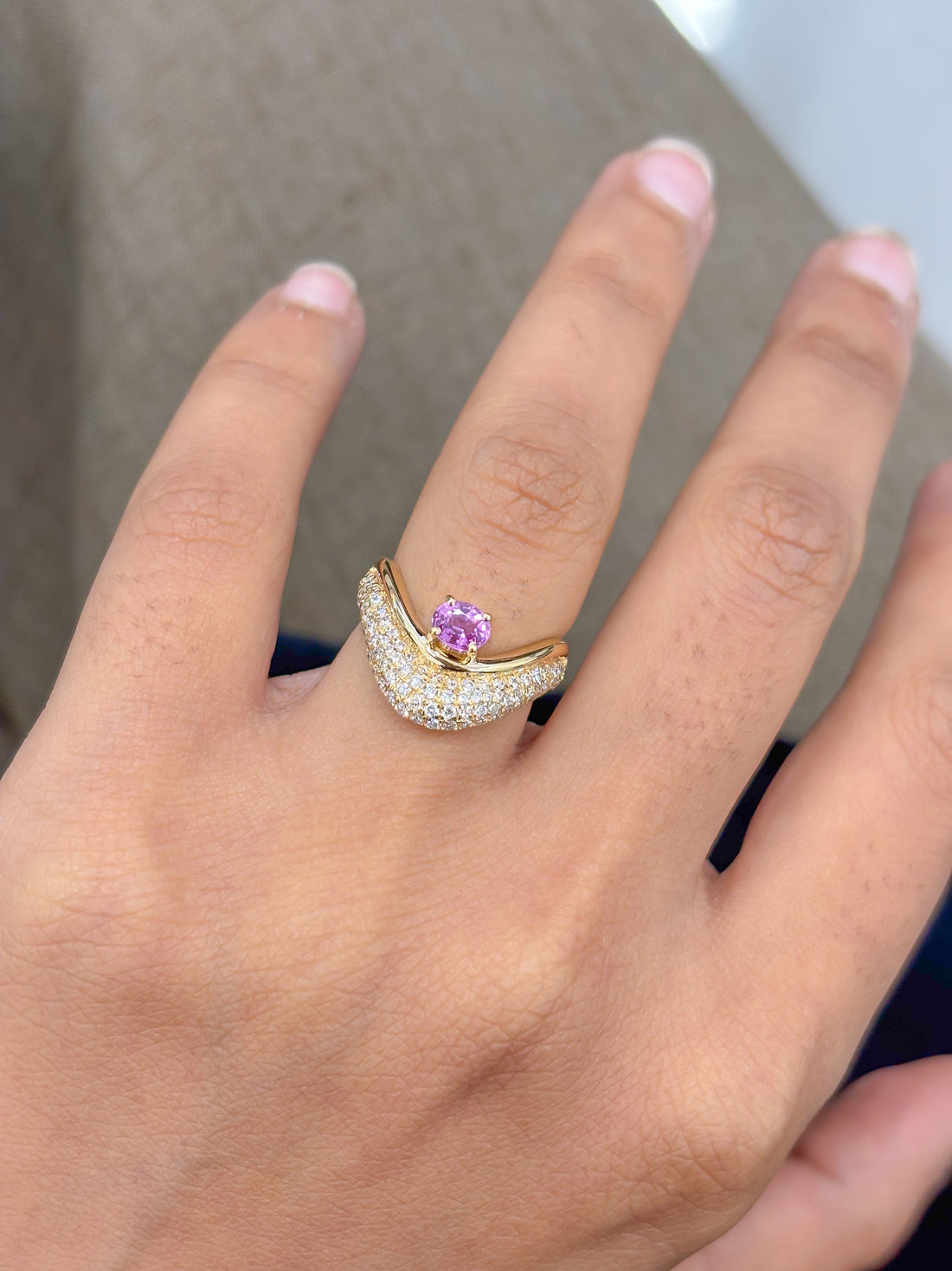 JPRG-5221/12454 Pink Sapphire Diamond Ring | 18K