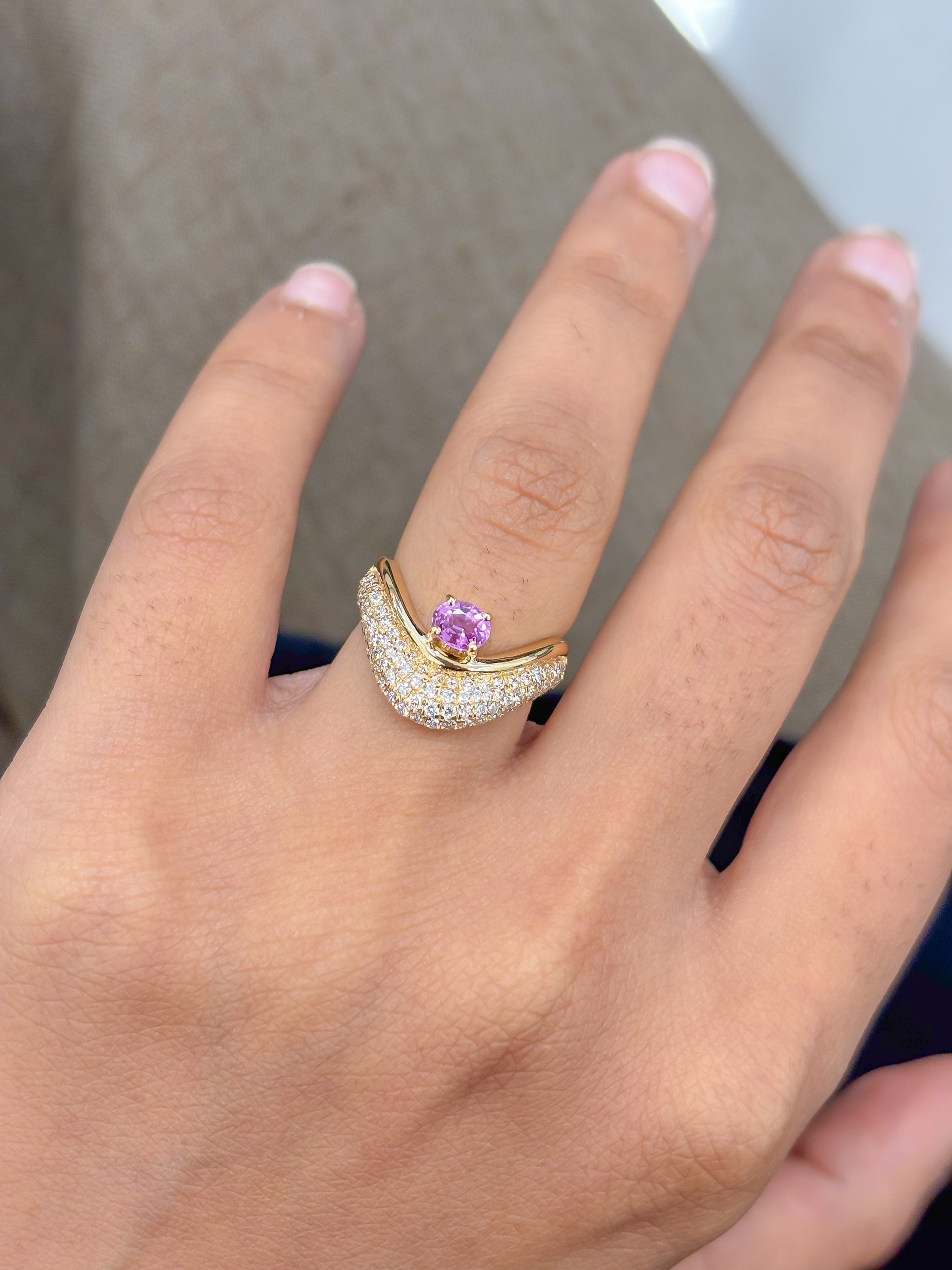 JPRG-5221/12454 Pink Sapphire Diamond Ring | 18K