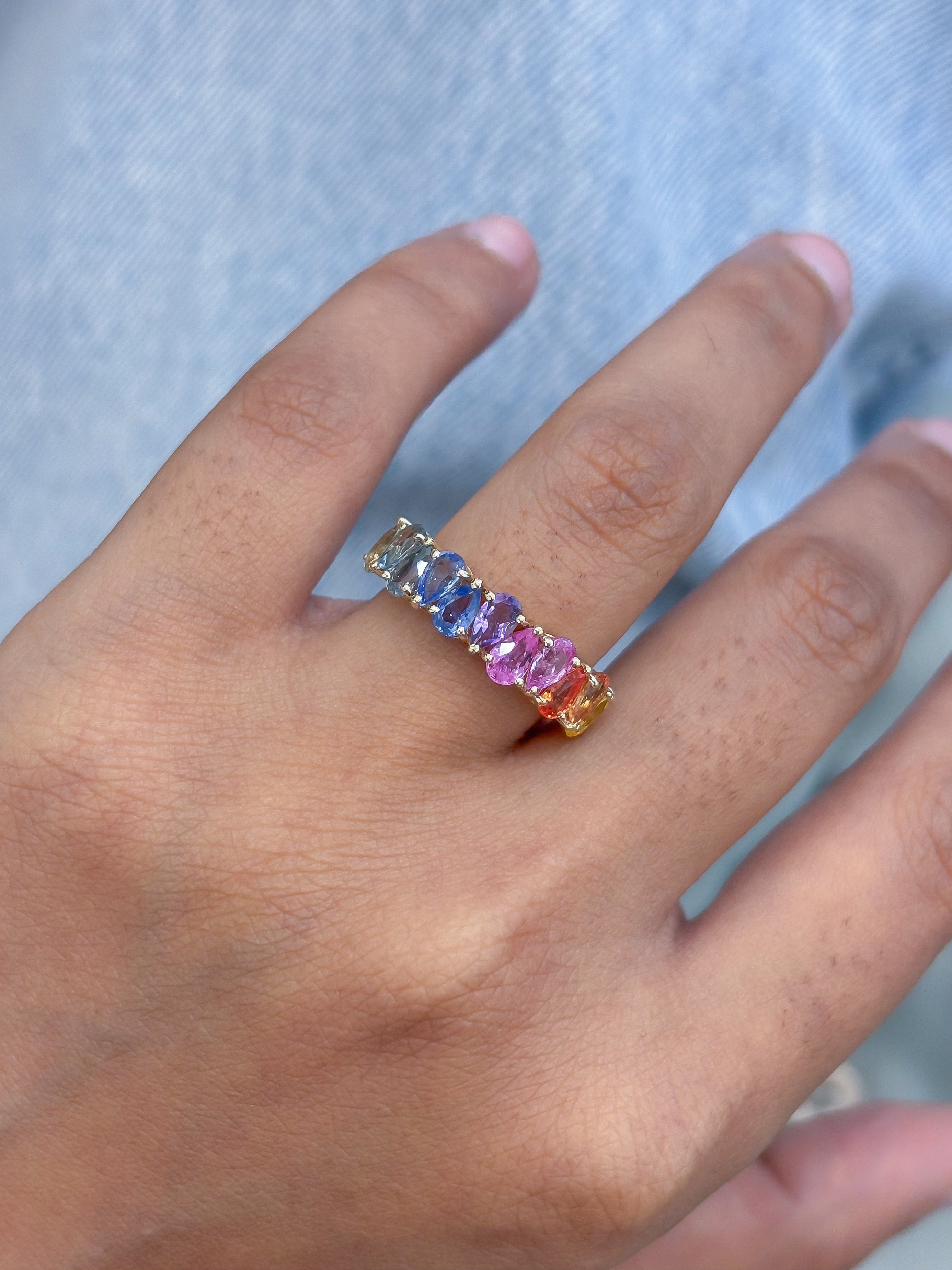 JPRG-5271/12570 Rainbow Sapphire Ring | 14K