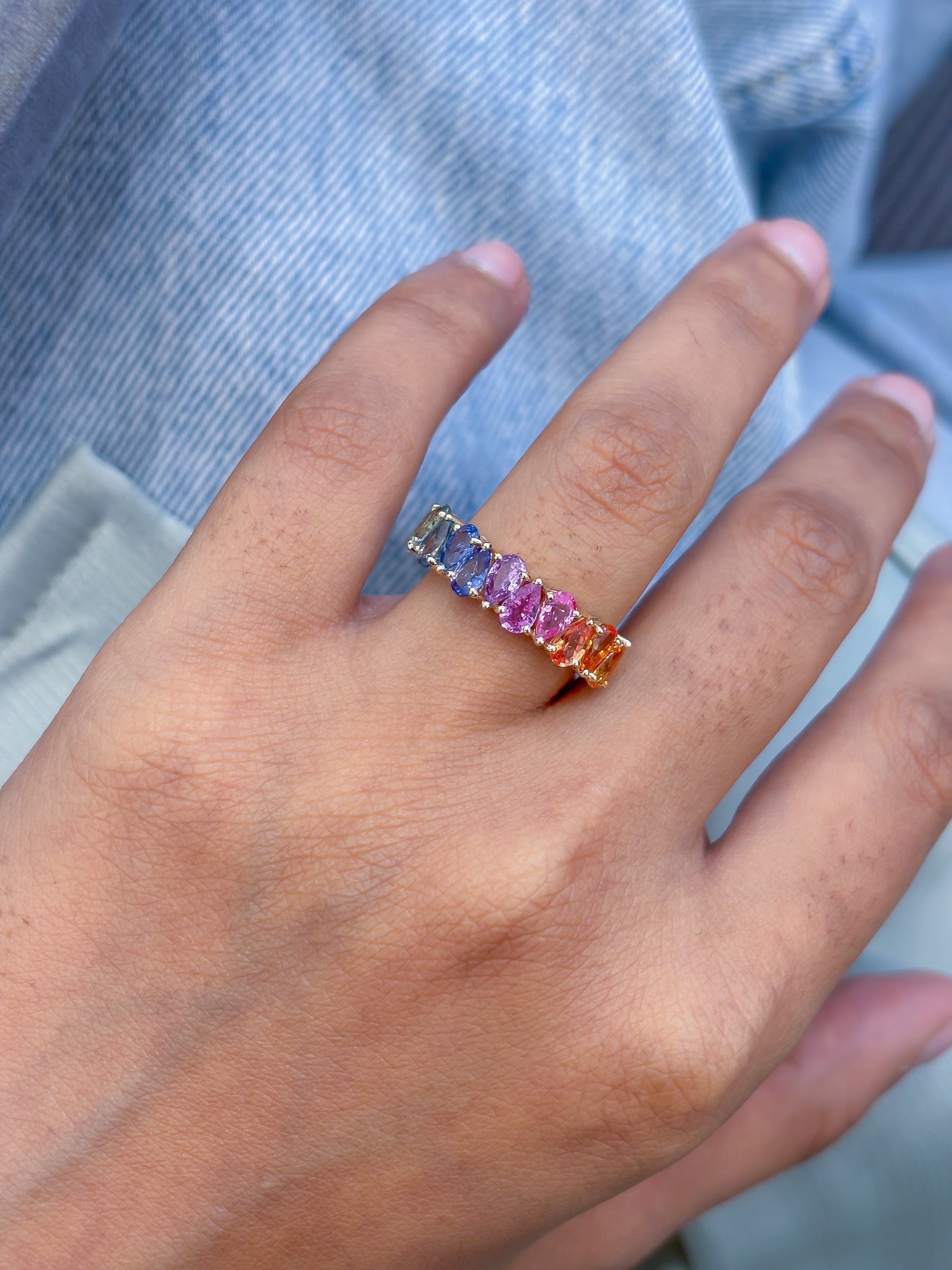 JPRG-5272/12571 Rainbow Sapphire Ring | 14K