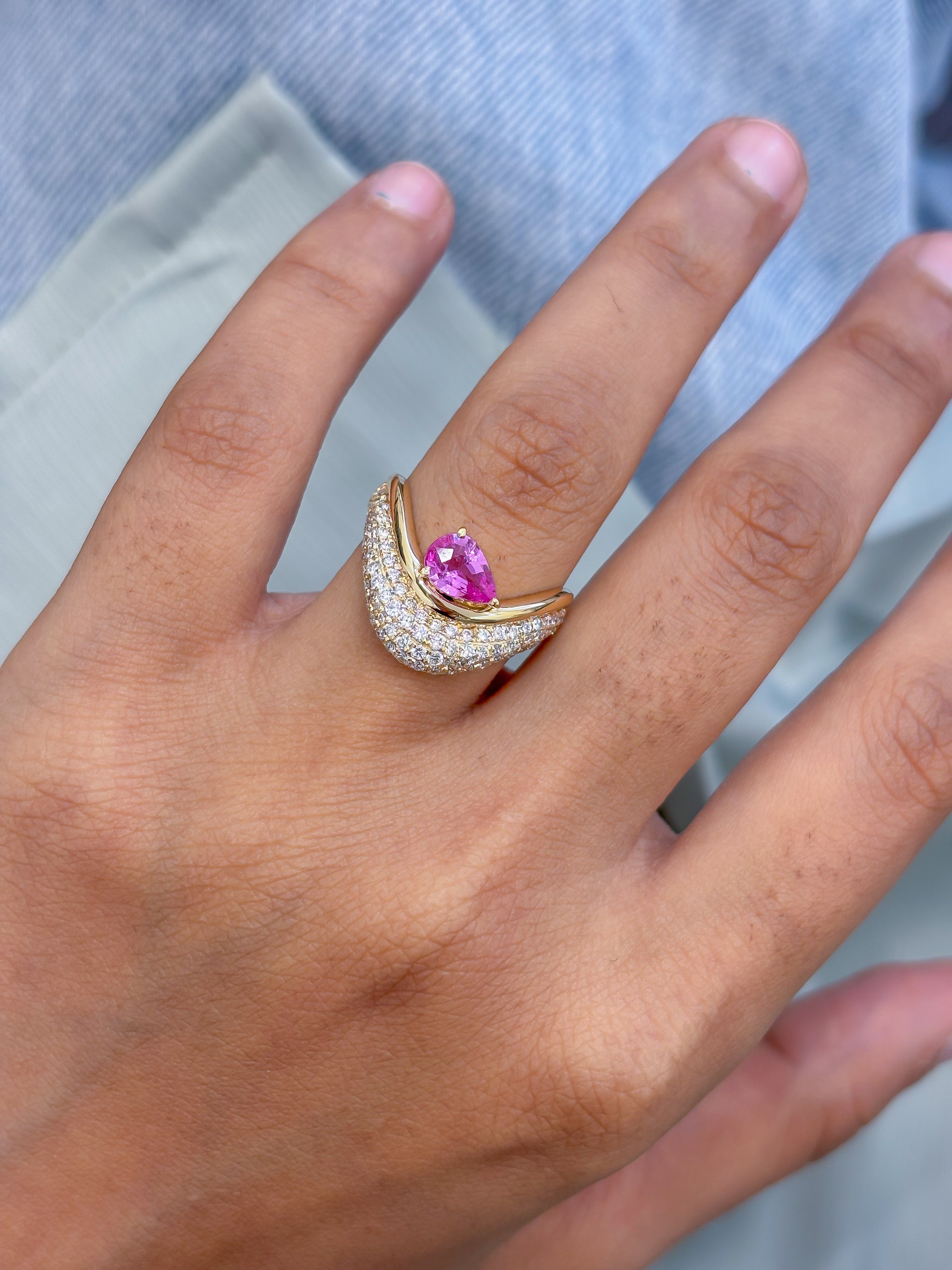 JPRG-5279/12578 Pink Sapphire Diamond Ring | 18K